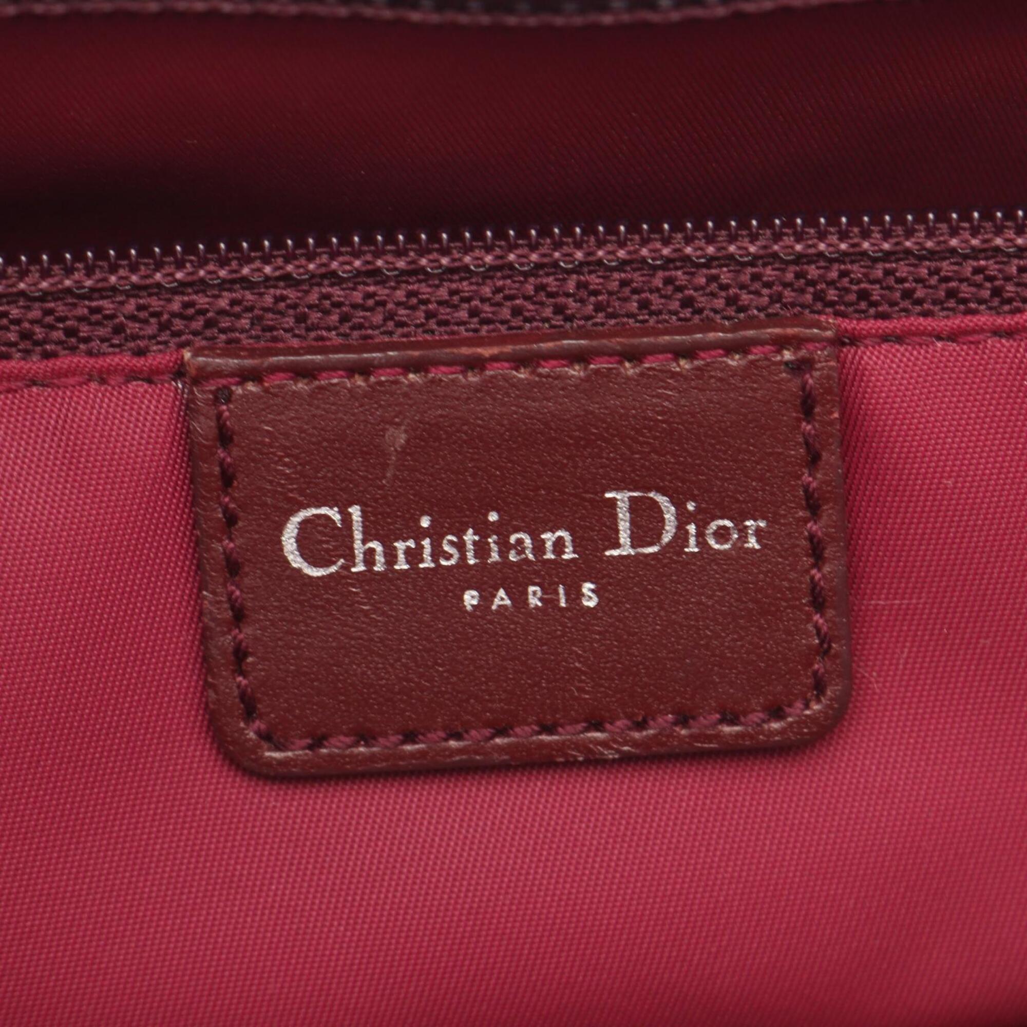 Christian Dior Bordeaux Canvas Leather Handbag (Pre-Owned)