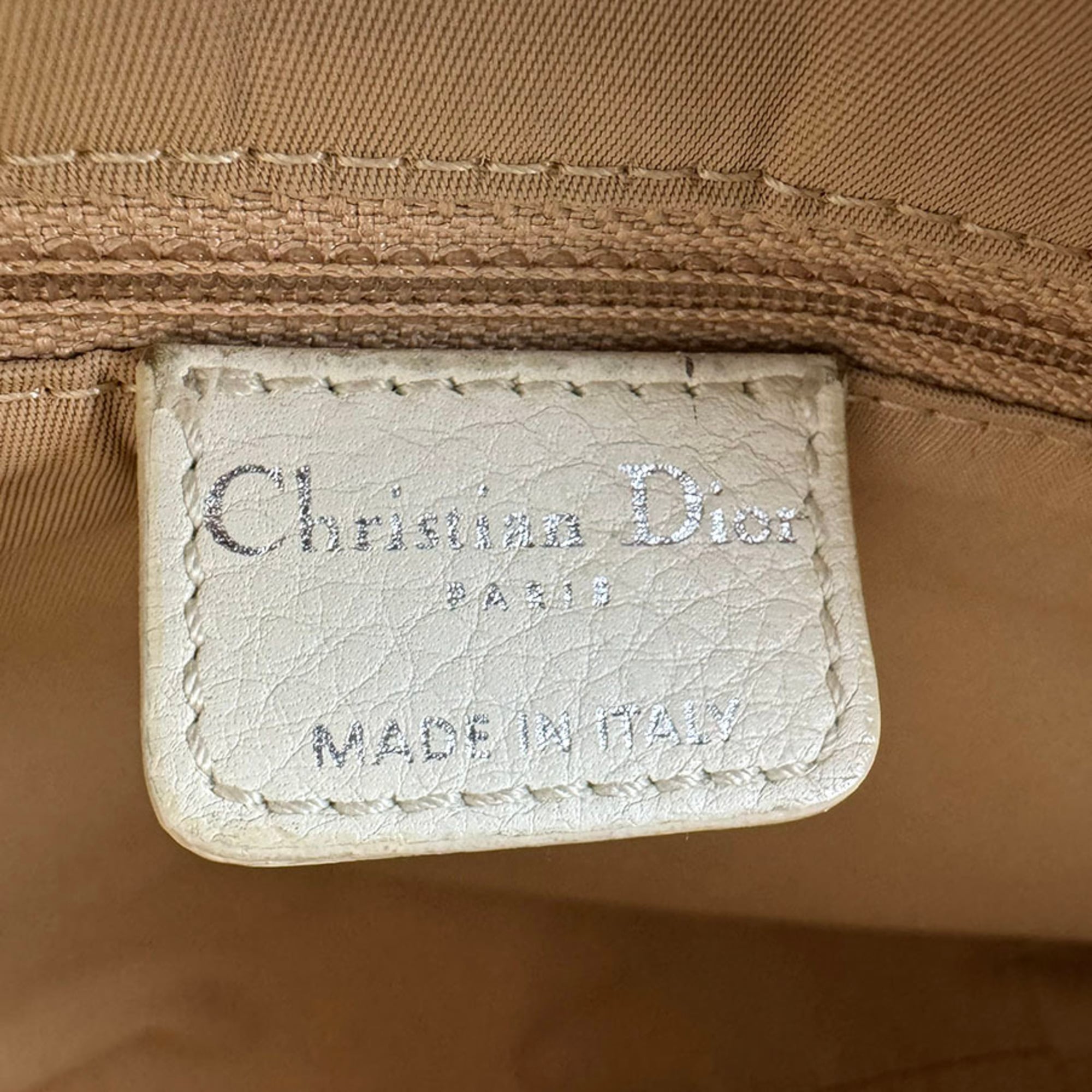 Christian Dior Brown Ivory Canvas Leather Shoulder Bag (Pre-Owned)