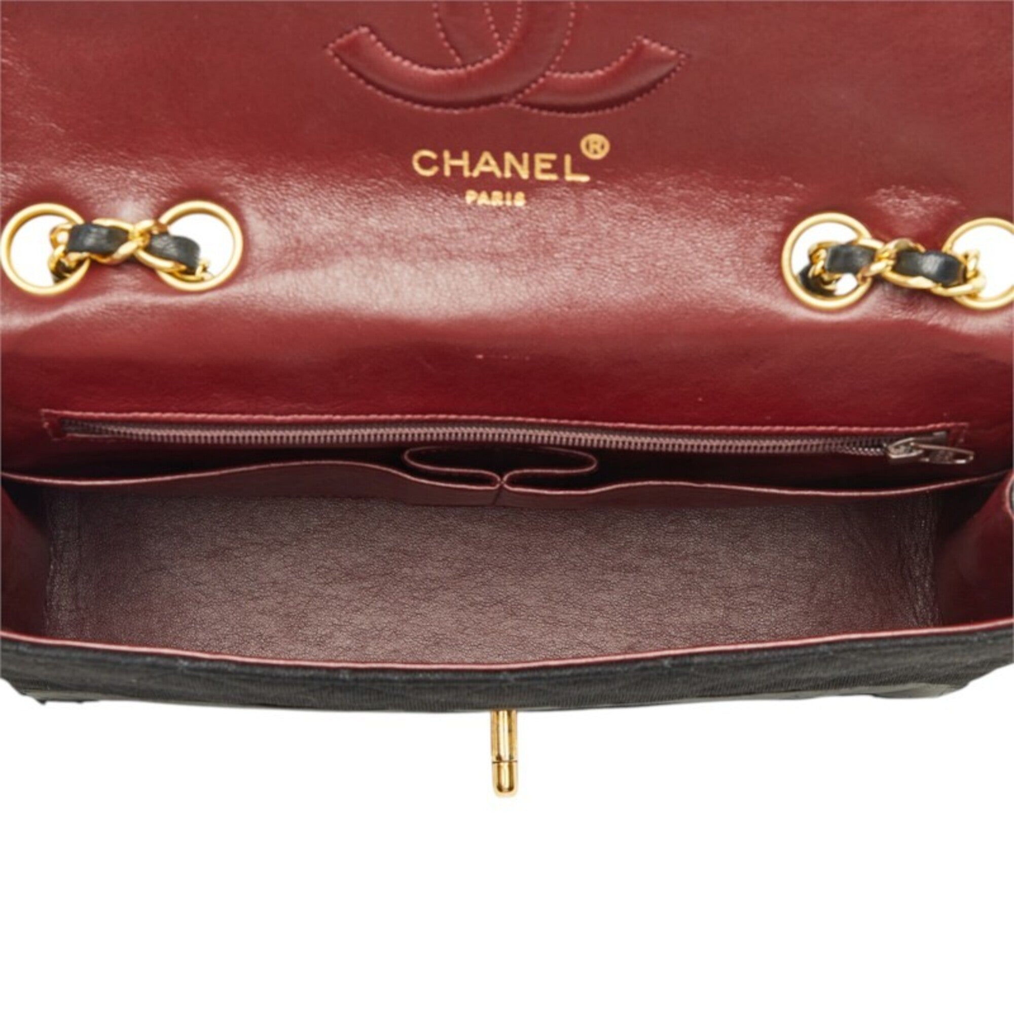 Chanel Black Cotton Leather Shoulder Bag (Pre-Owned)