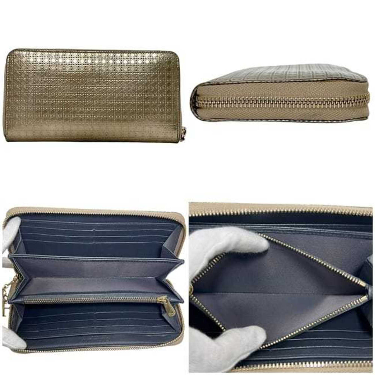 Christian Dior Gold Leather Long Wallet (Bi-Fold) (Pre-Owned)