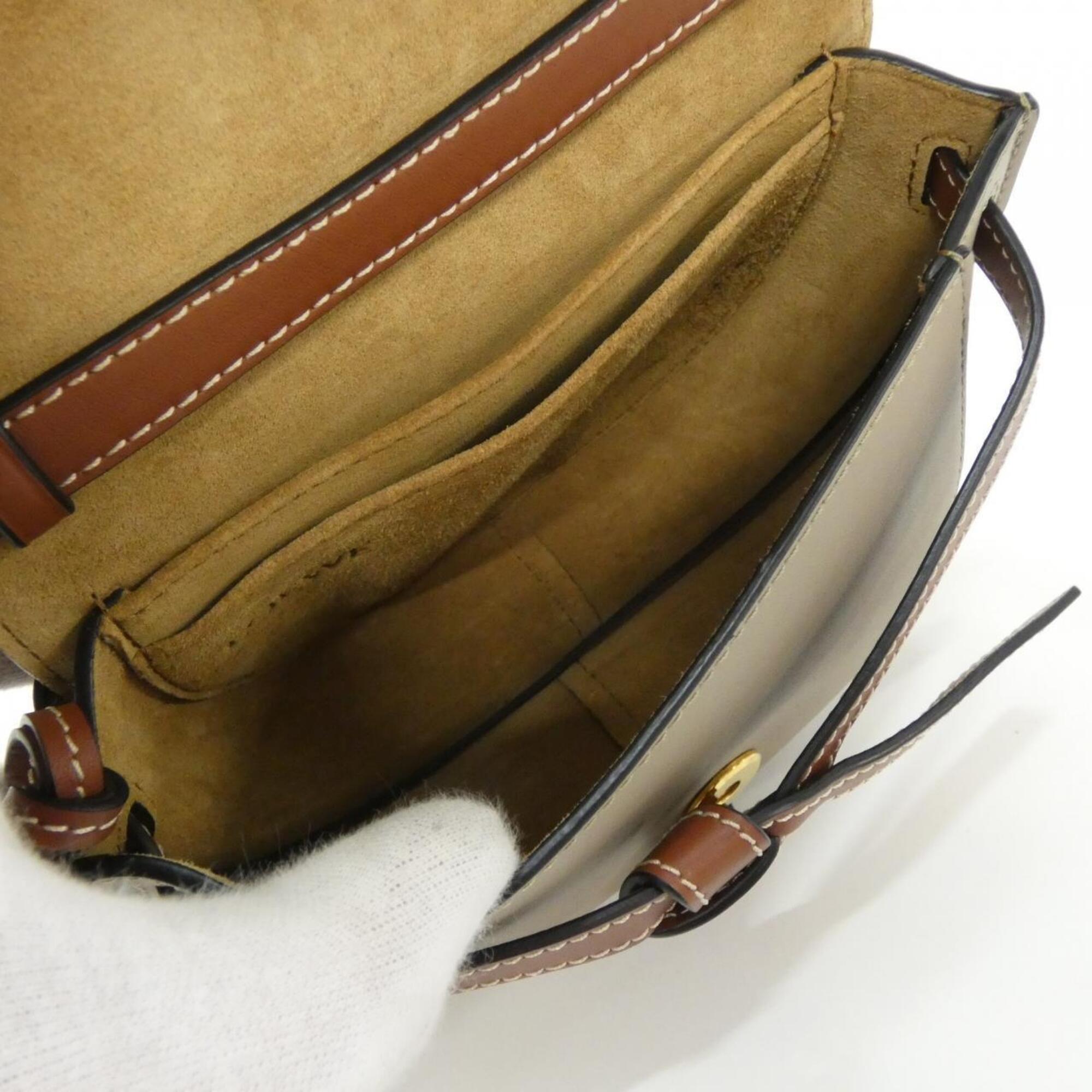 Loewe Brown Light Gray Leather Shoulder Bag (Pre-Owned)