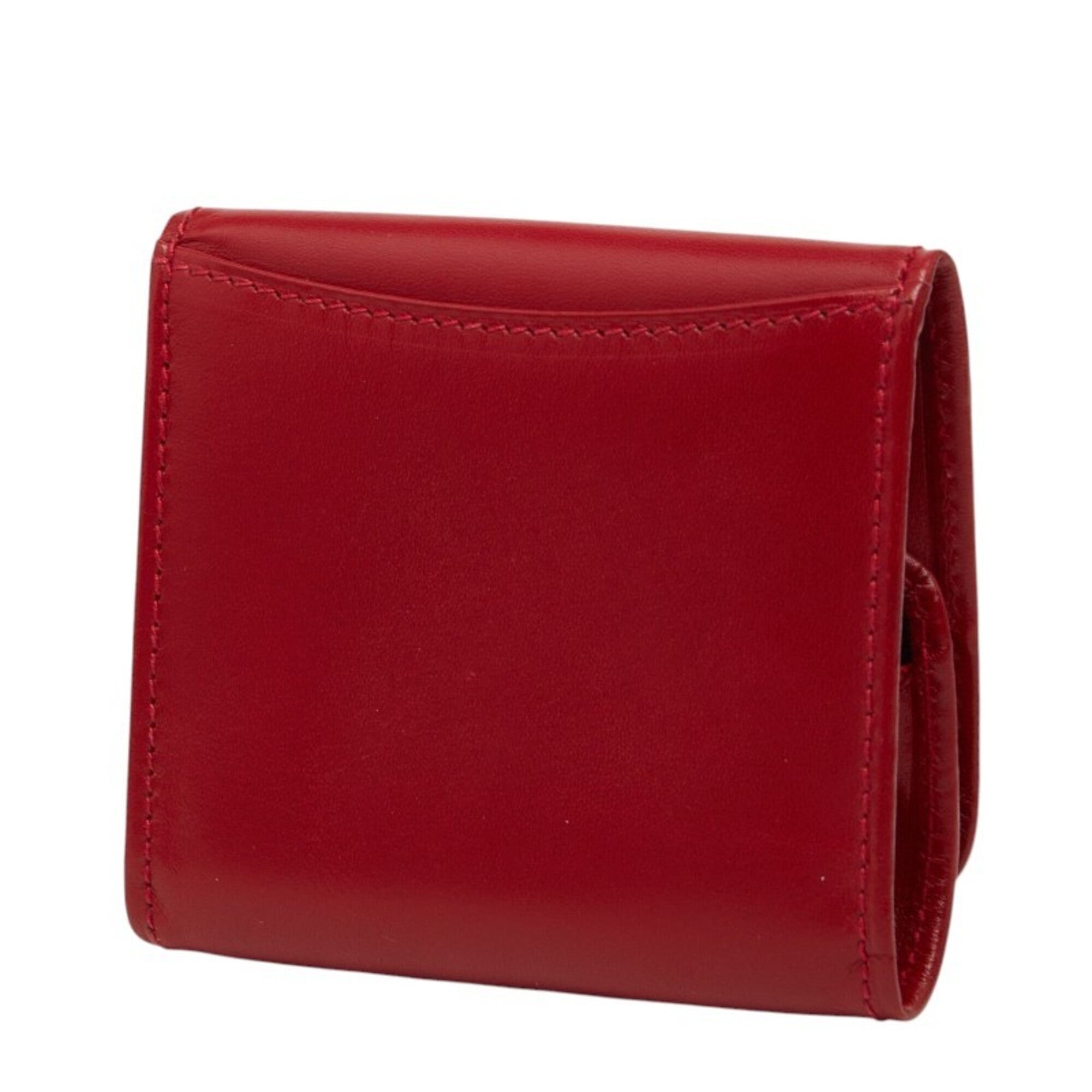 Salvatore Ferragamo Gold Red Color Leather Coin Purse/Coin Case (Pre-Owned)