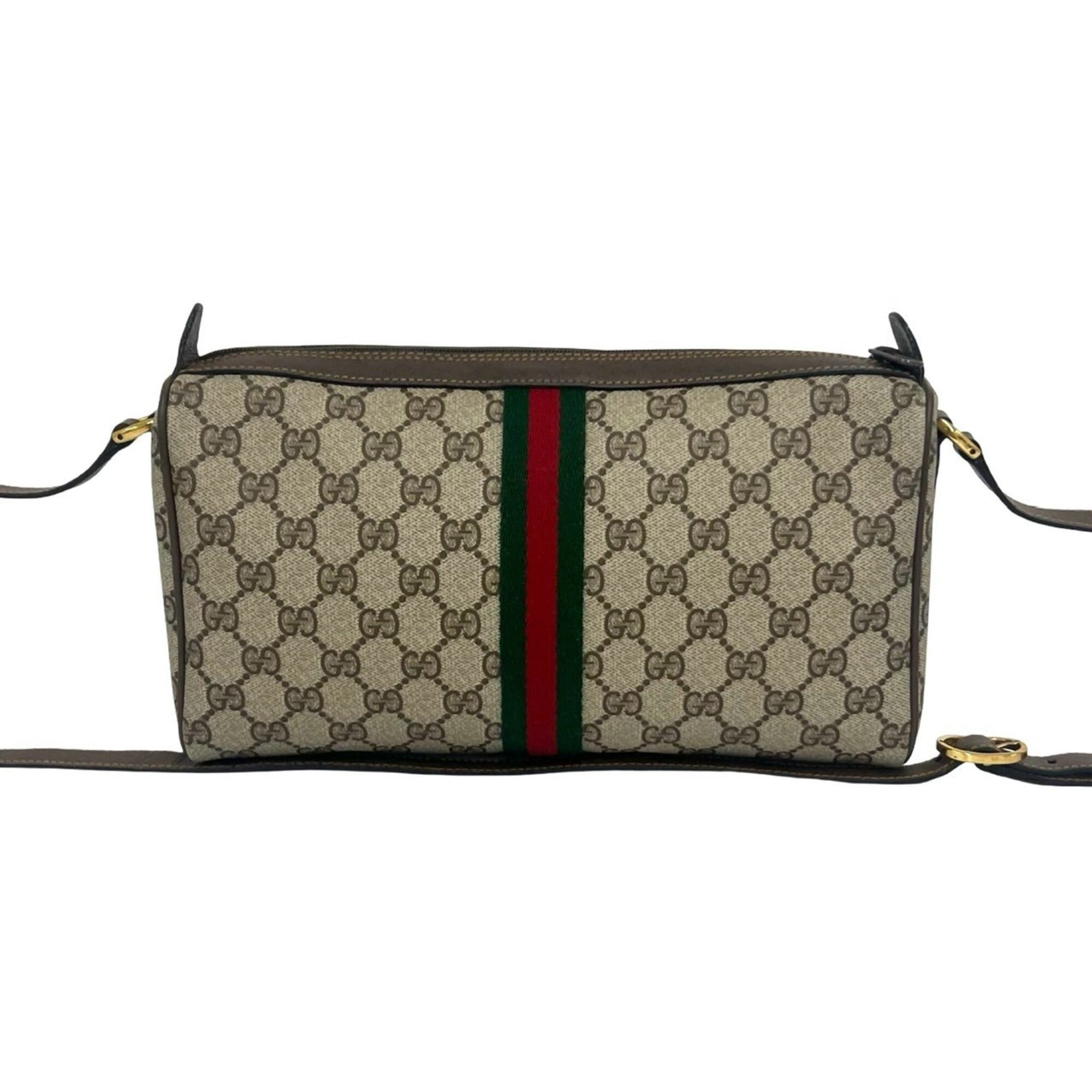 Gucci Brown Green Red Color Leather Pvc Pochette Shoulder Bag (Pre-Owned)