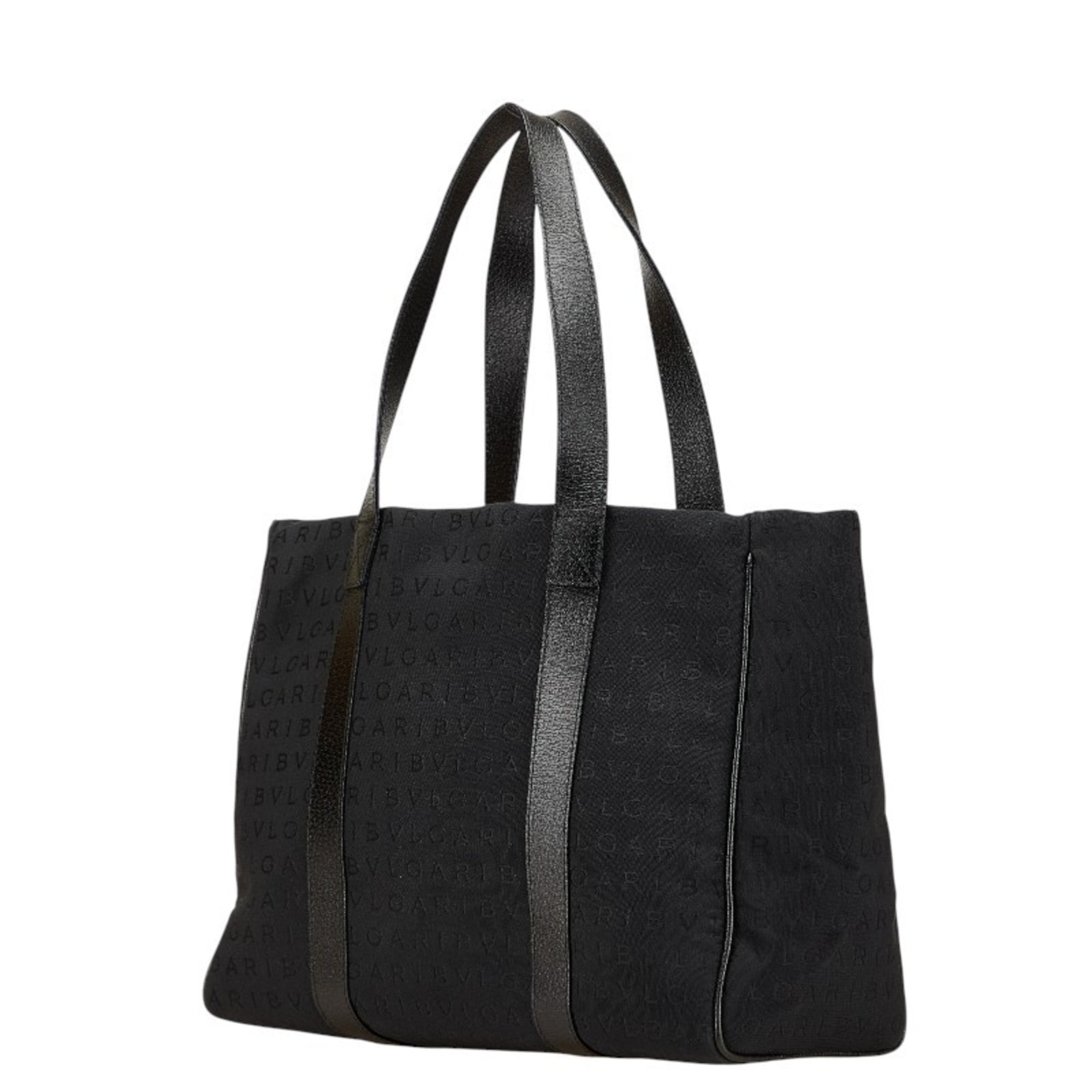 Bvlgari Black Canvas Leather Tote Bag (Pre-Owned)