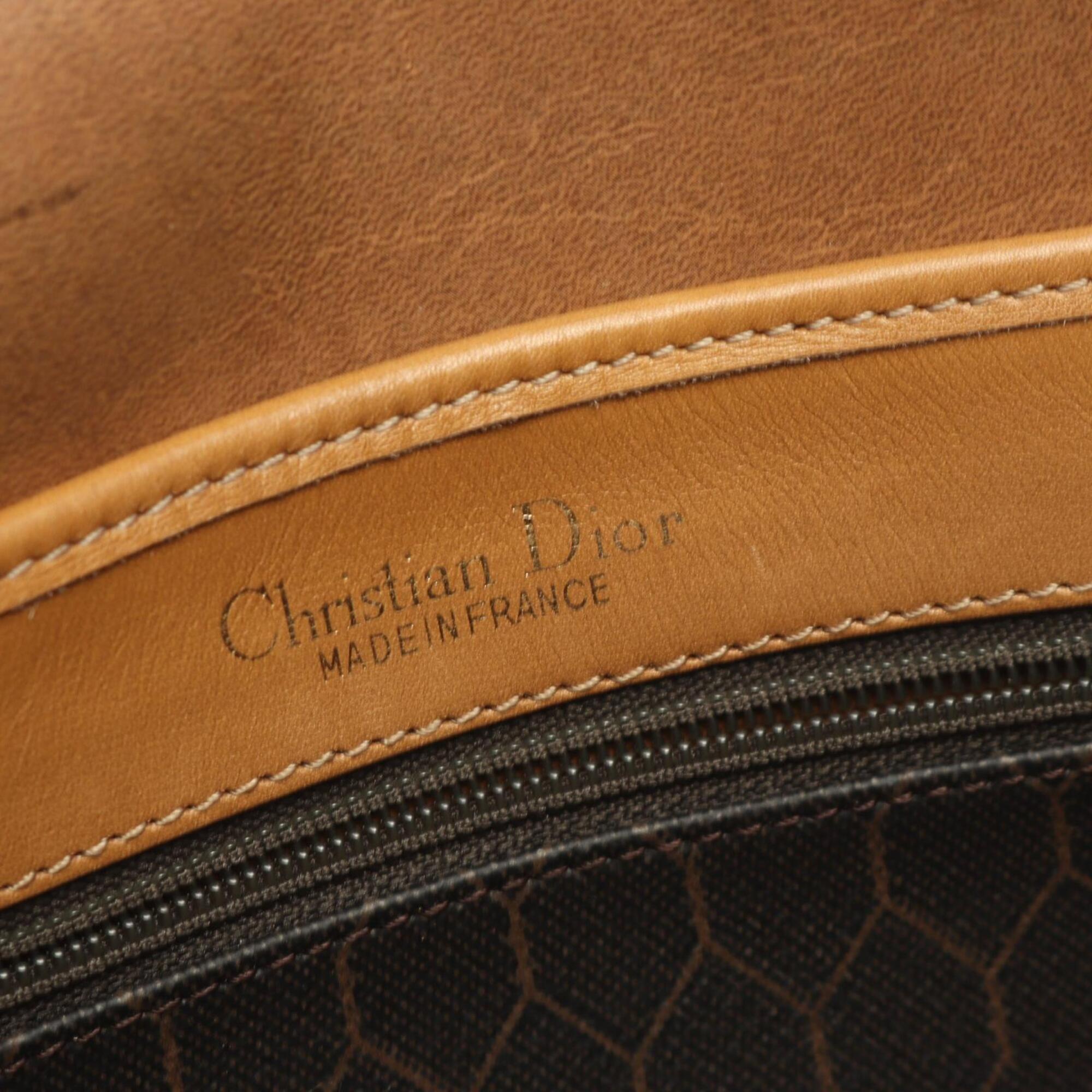 Christian Dior Black Brown Coated Canvas Pvc Leather Handbag Shoulder Bag (Pre-Owned)