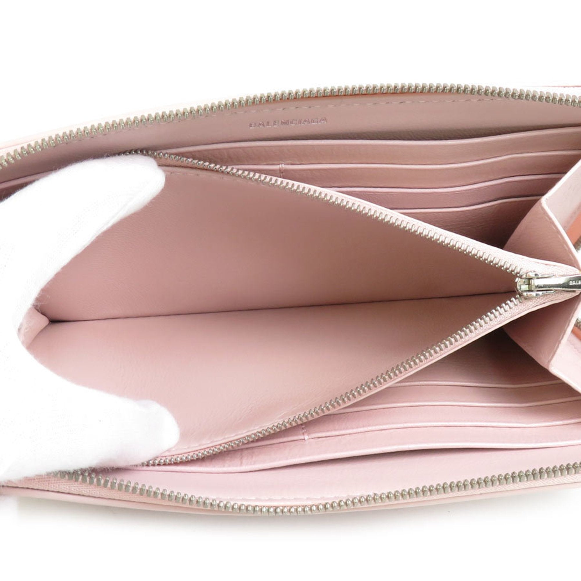 Balenciaga Light Pink Leather Long Wallet (Bi-Fold) (Pre-Owned)