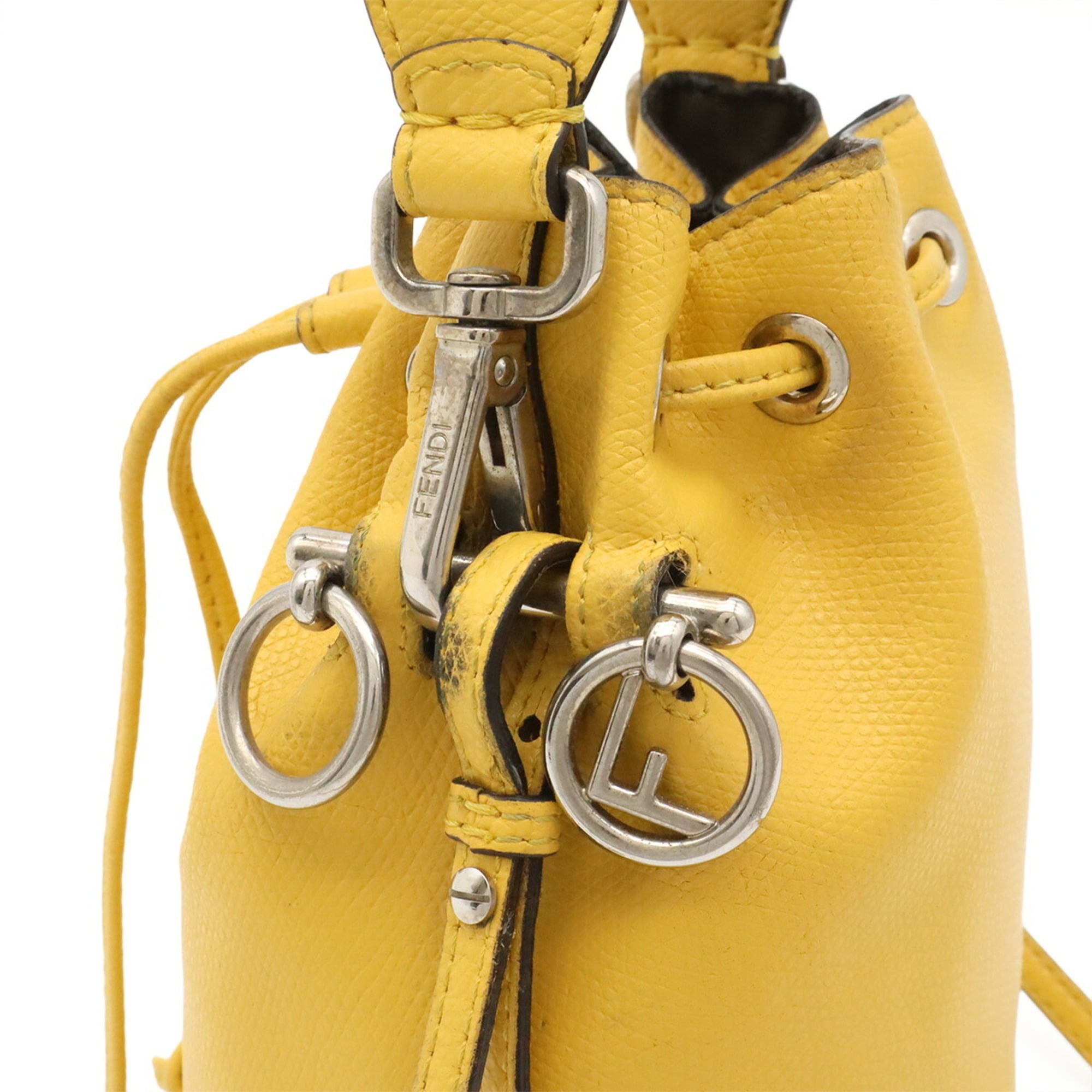 Fendi Yellow Leather Handbag Shoulder Bag (Pre-Owned)