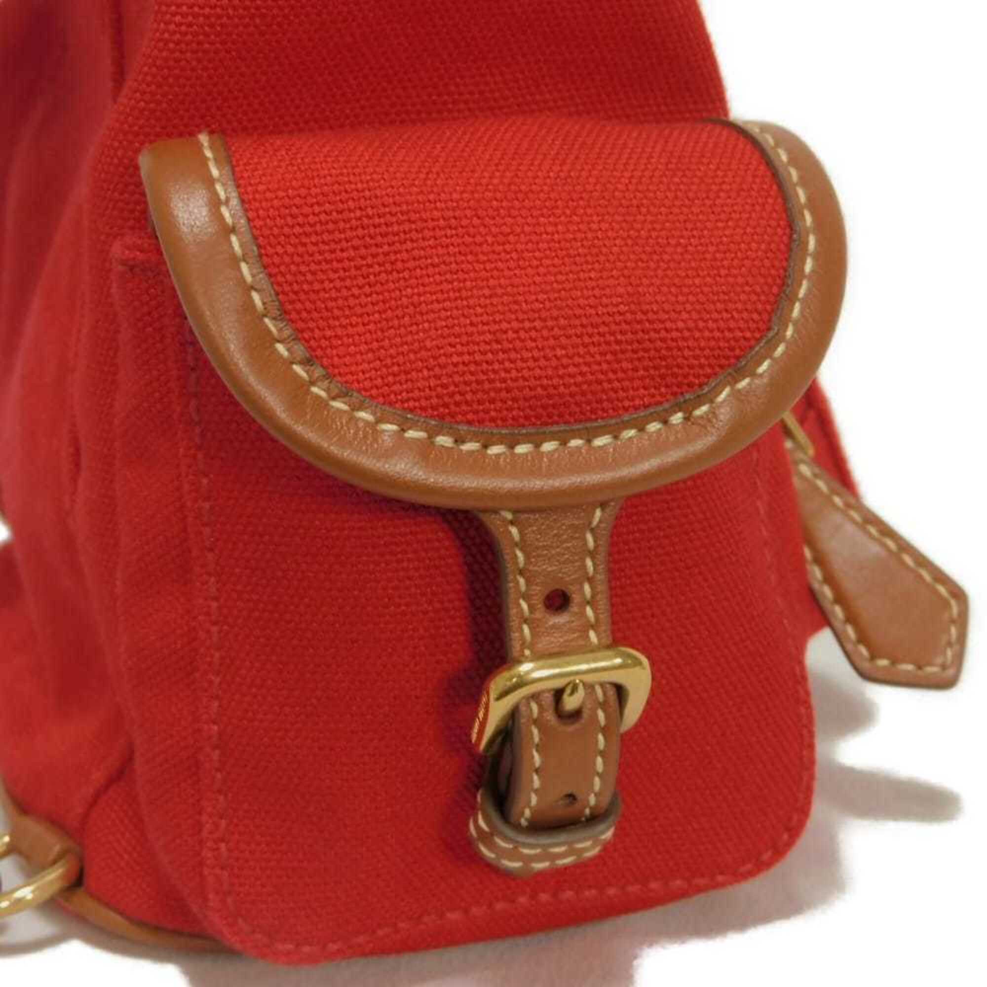 Miu Miu Red Color Cotton Canvas Backpack (Pre-Owned)