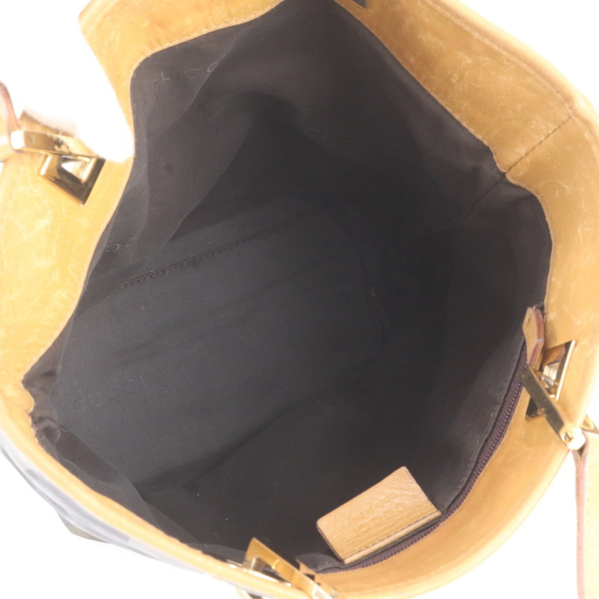 Gucci Black Camel Leather Nylon Handbag Shoulder Bag Tote Bag (Pre-Owned)