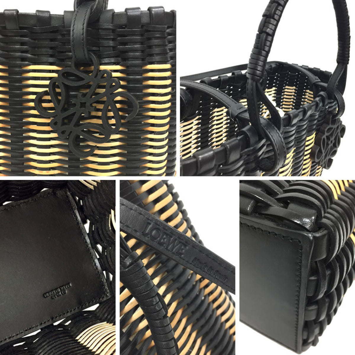 Loewe Black Leather Rattan Tote Bag (Pre-Owned)