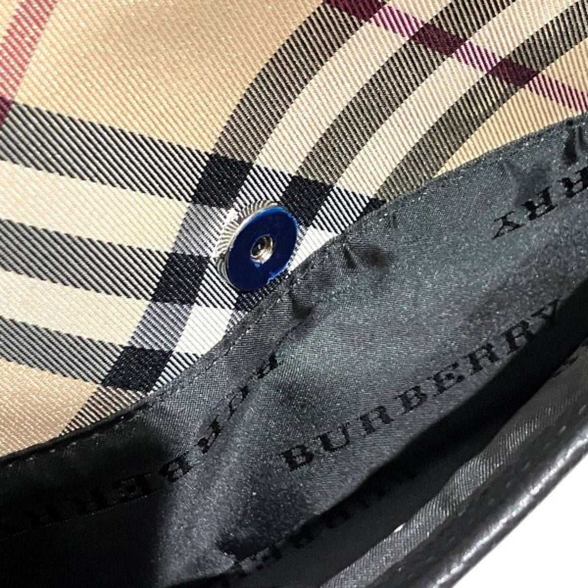 Burberry Beige Black Canvas Leather Handbag Shoulder Bag (Pre-Owned)