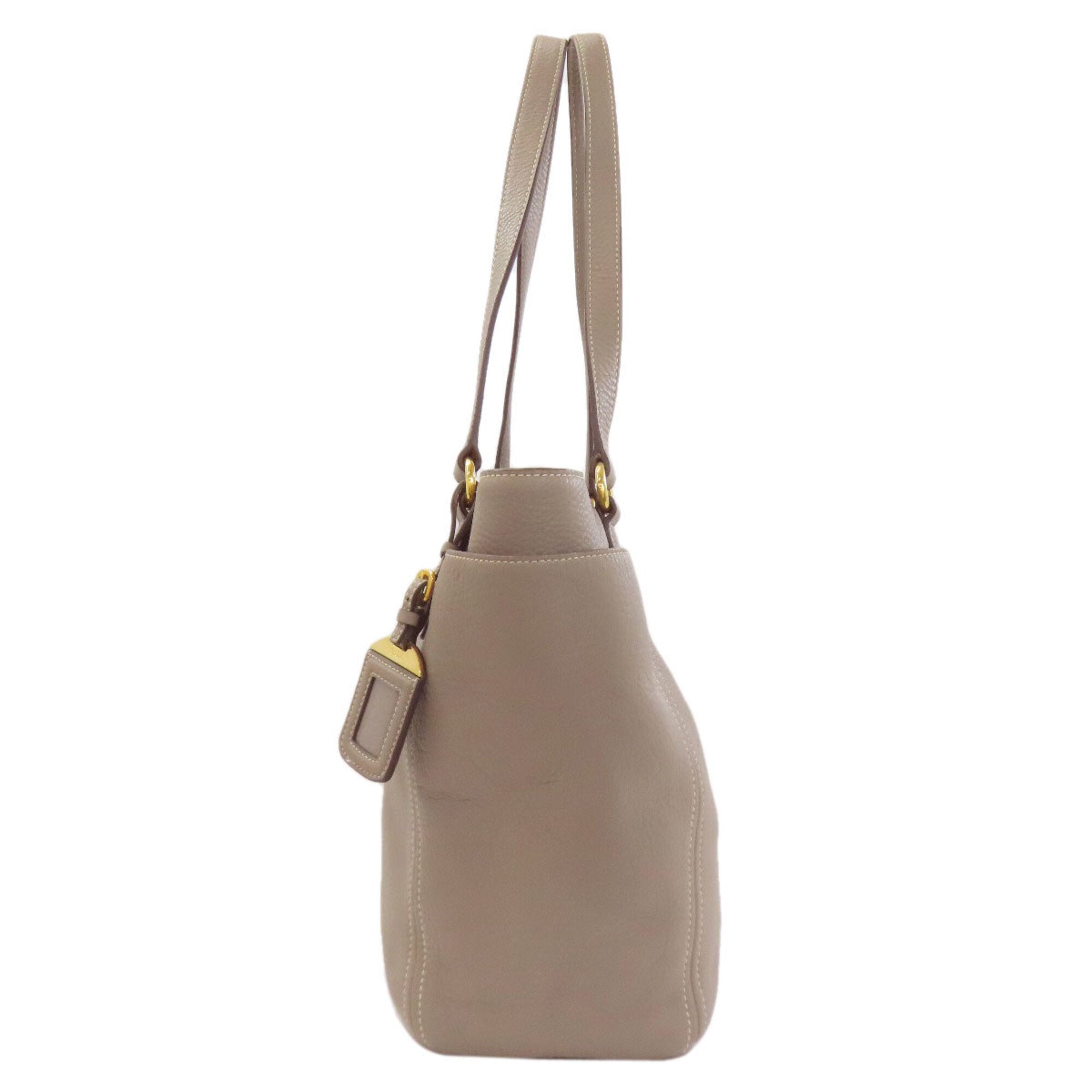 Prada Gray Leather Tote Bag (Pre-Owned)