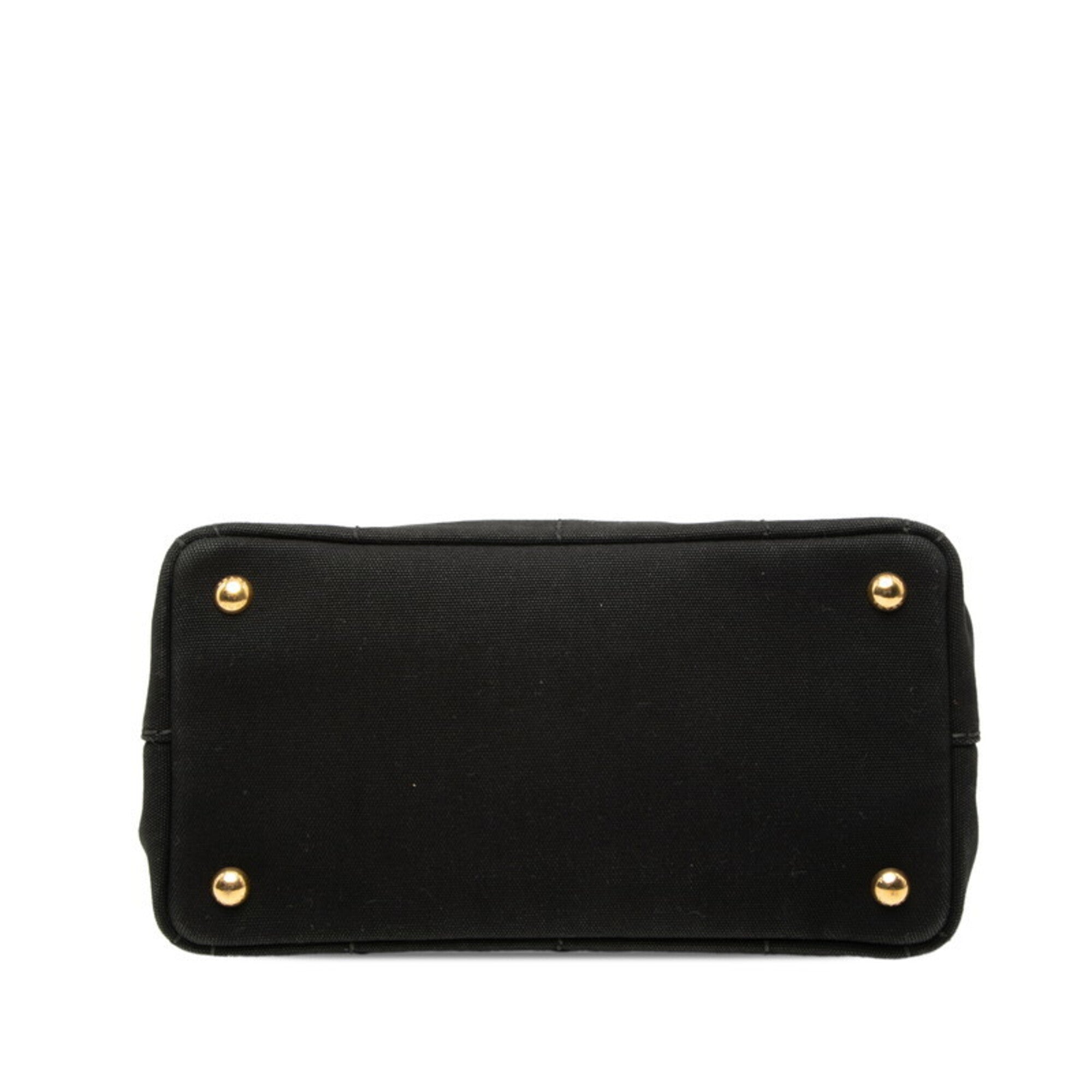 Prada Canapa Black Canvas Handbag Shoulder Bag (Pre-Owned)
