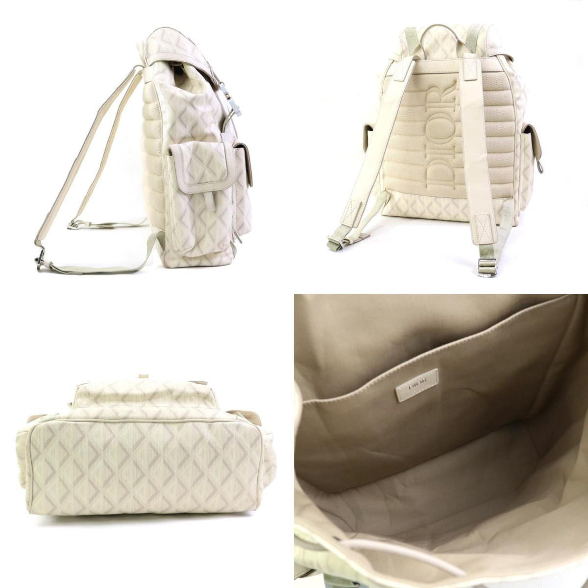 Christian Dior Light Beige Coated Canvas Leather Backpack (Pre-Owned)