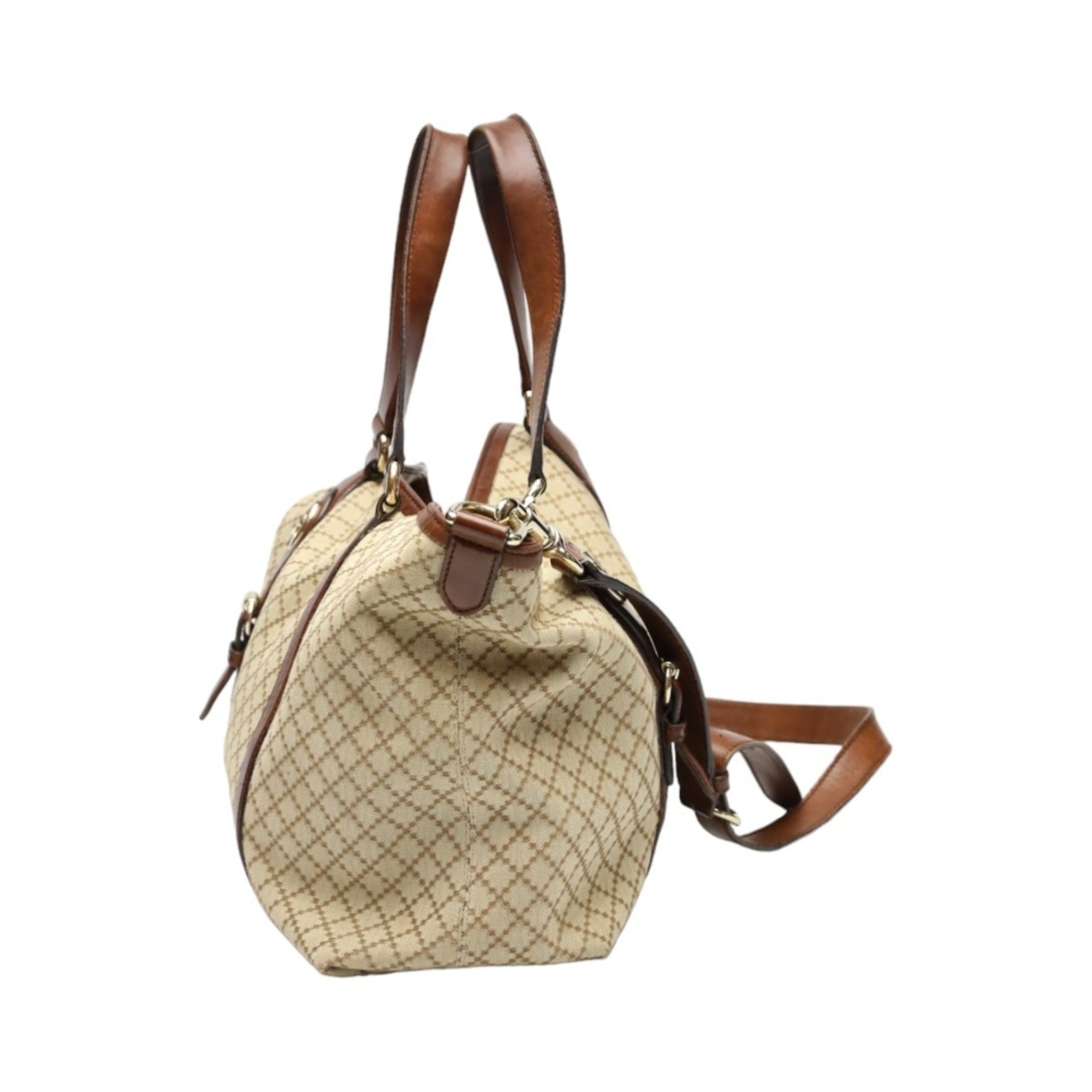 Gucci Brown Canvas Shoulder Bag Tote Bag (Pre-Owned)