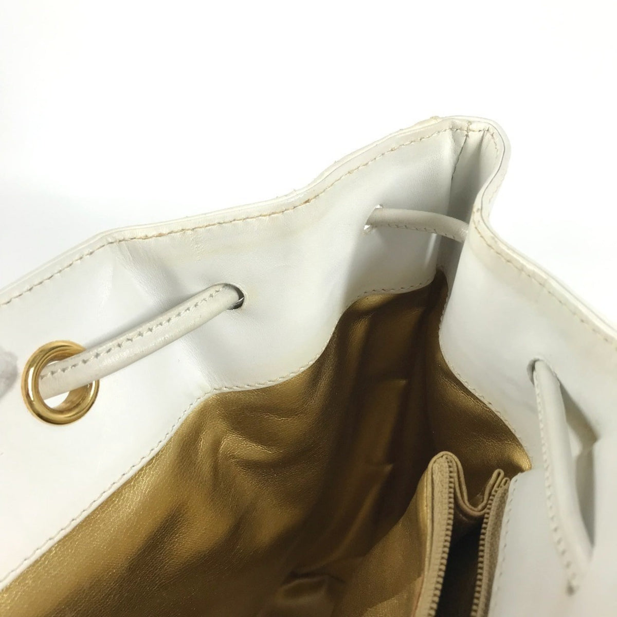Salvatore Ferragamo Gancini White Straw Leather Backpack (Pre-Owned)