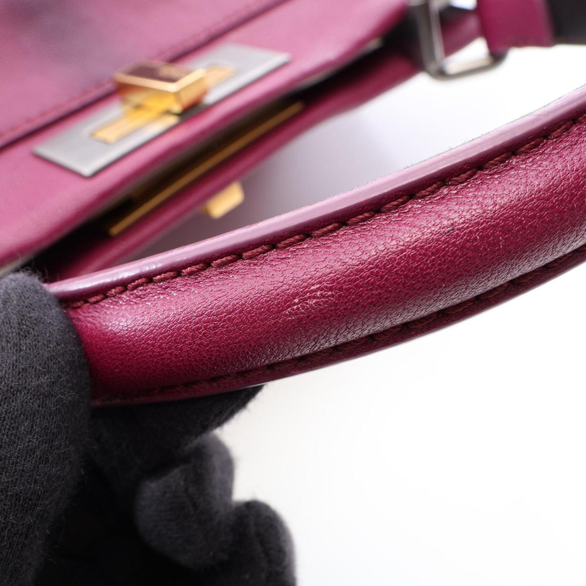 Fendi Peekaboo Purple Leather Handbag (Pre-Owned)