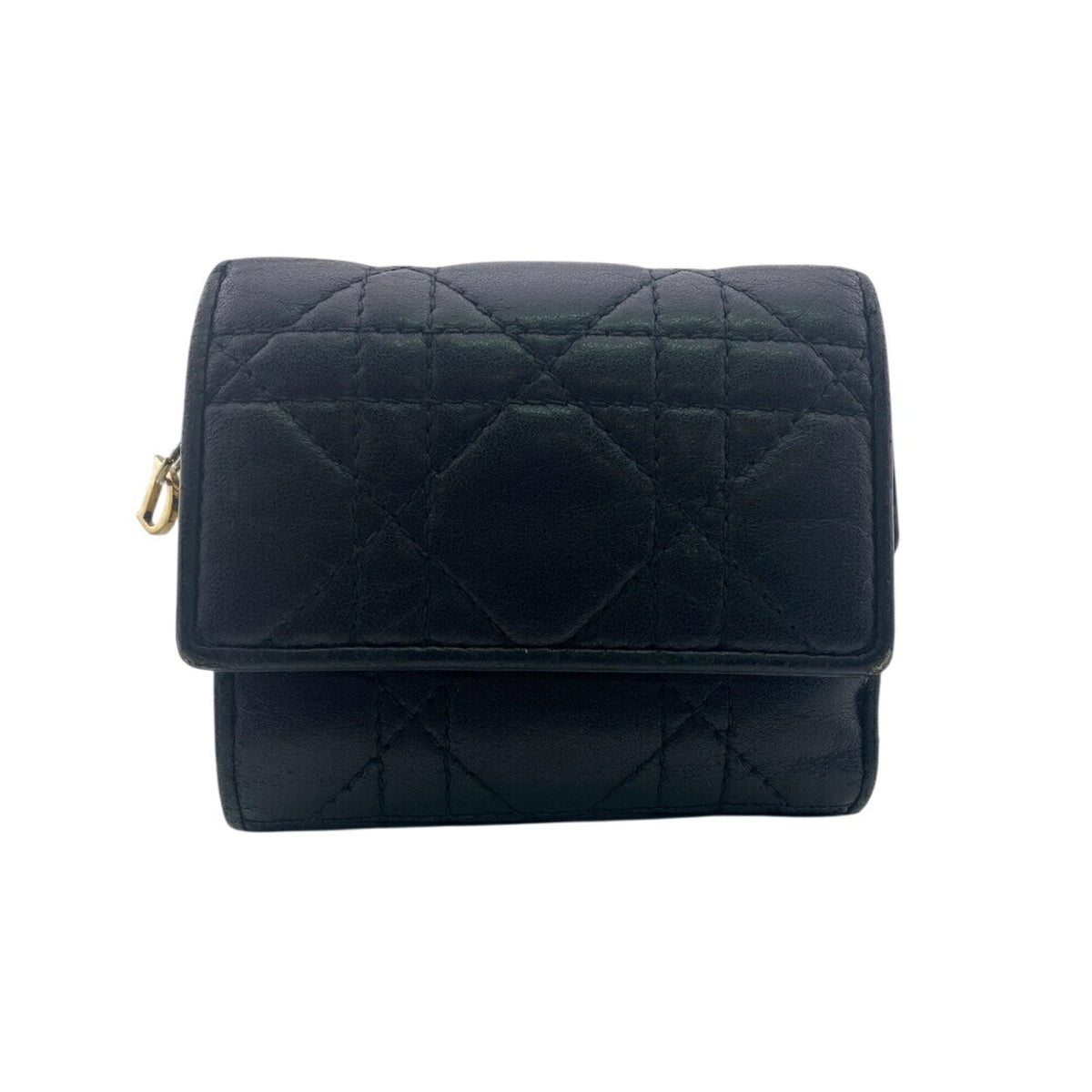 Christian Dior Black Leather Wallet (Tri-Fold) (Pre-Owned)