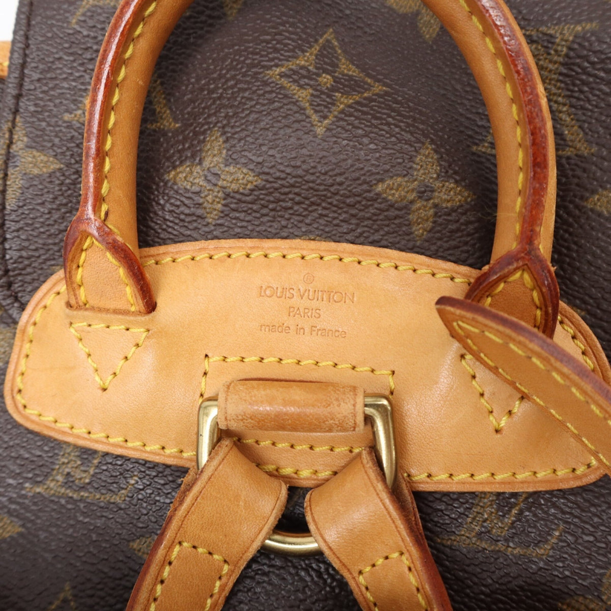 Louis Vuitton Beige Brown Coated Canvas Leather Backpack (Pre-Owned)