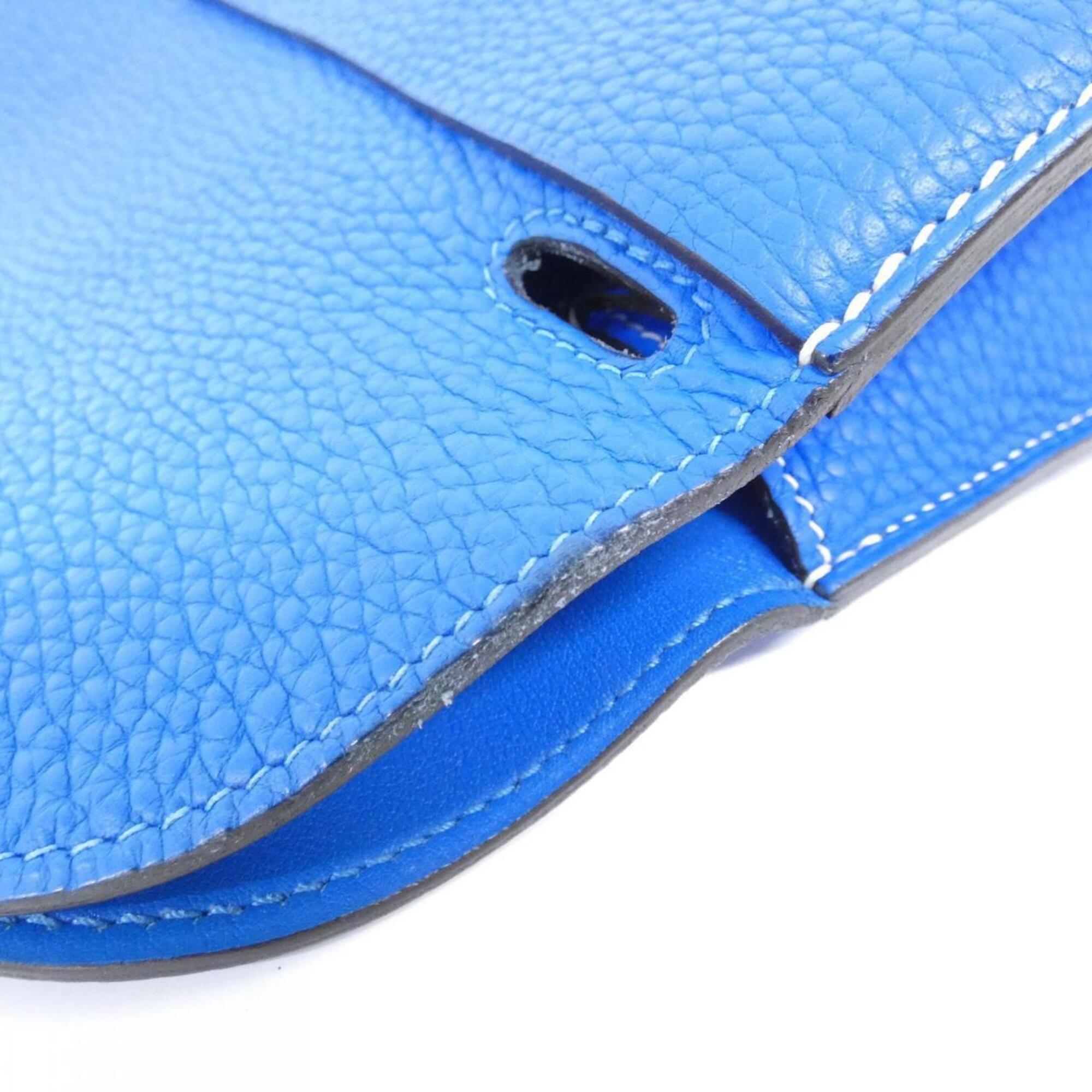 Hermes Blue Hydra Taurillon Clemence Leather Handbag (Pre-Owned)