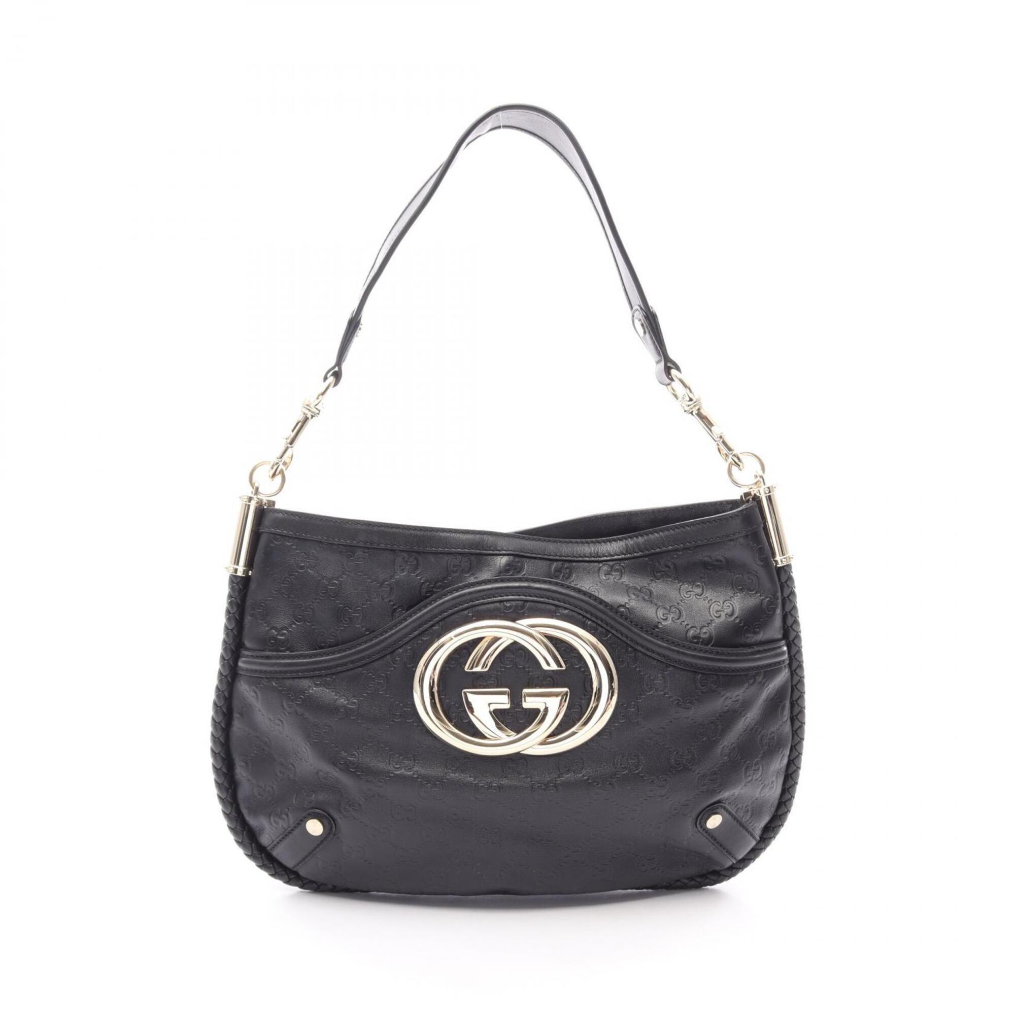 Gucci Black Leather Handbag Shoulder Bag (Pre-Owned)