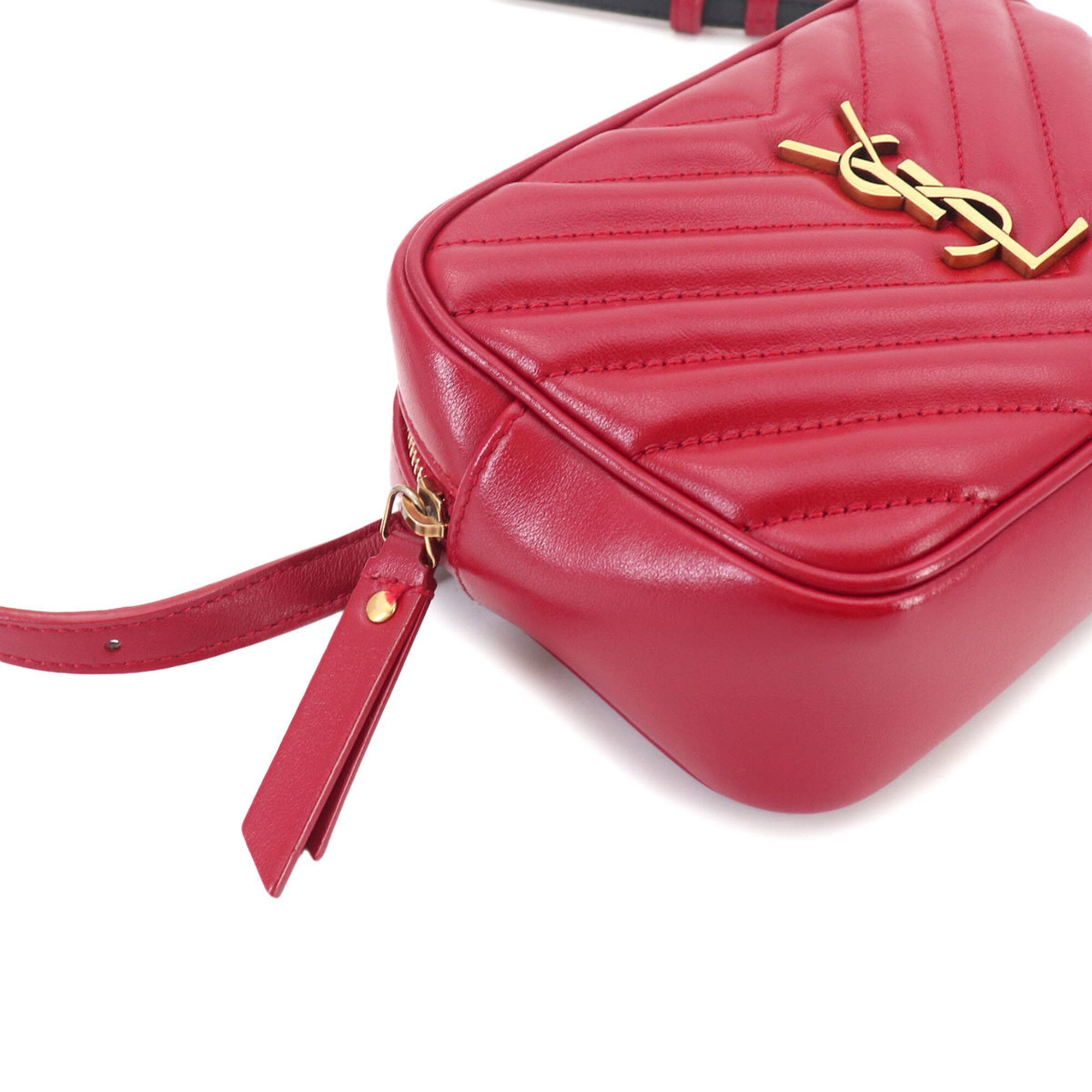 Saint Laurent Red Color Leather Fanny Pack (Pre-Owned)