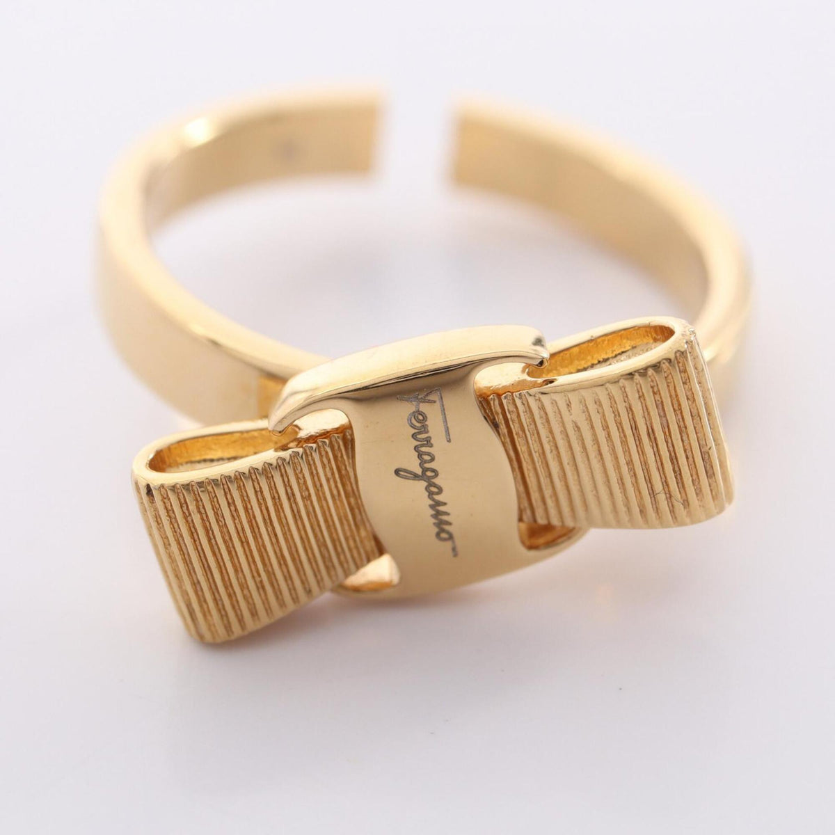 Salvatore Ferragamo Gold Gold Plating Band Ring (Pre-Owned)