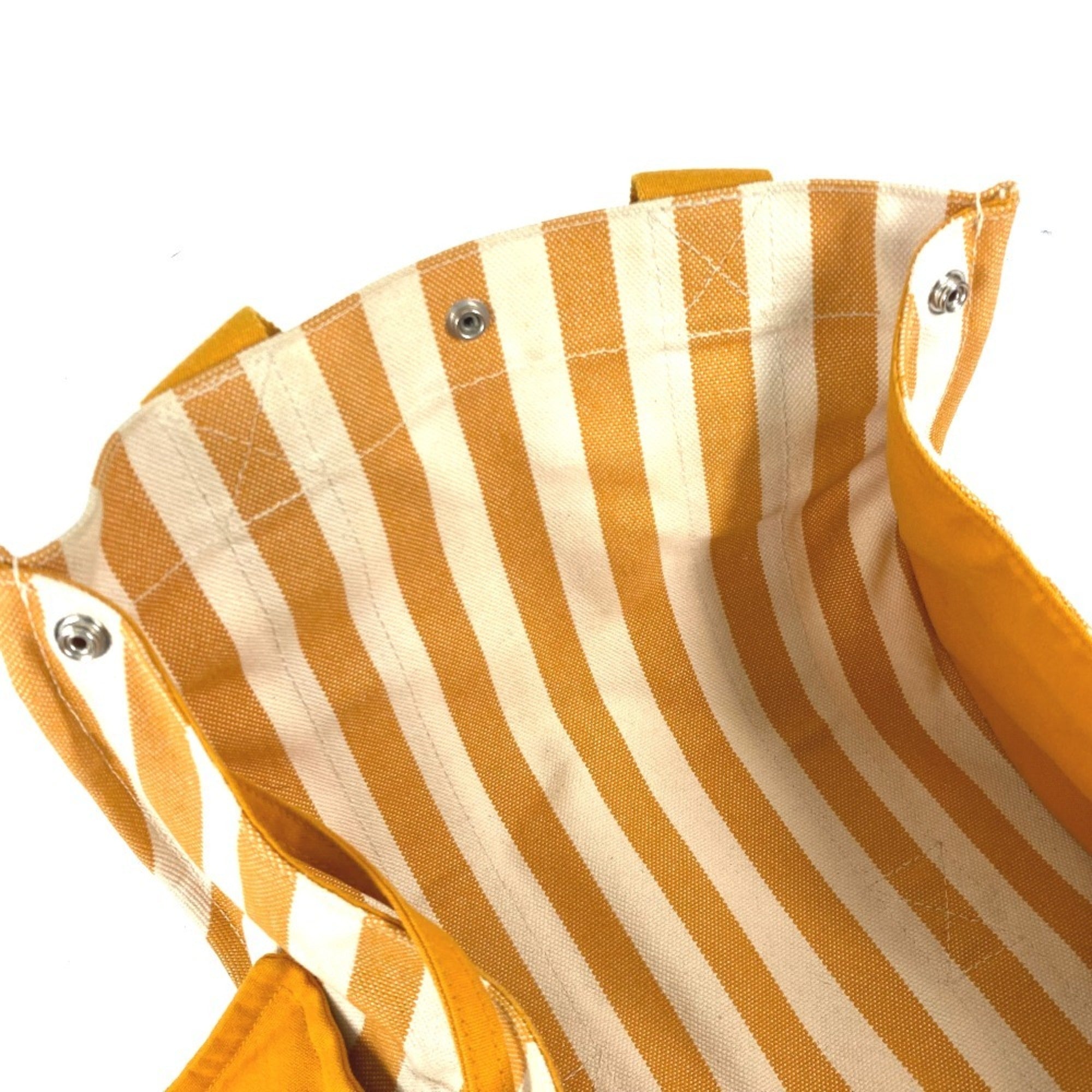 Hermes Orange White Canvas Handbag Tote Bag (Pre-Owned)