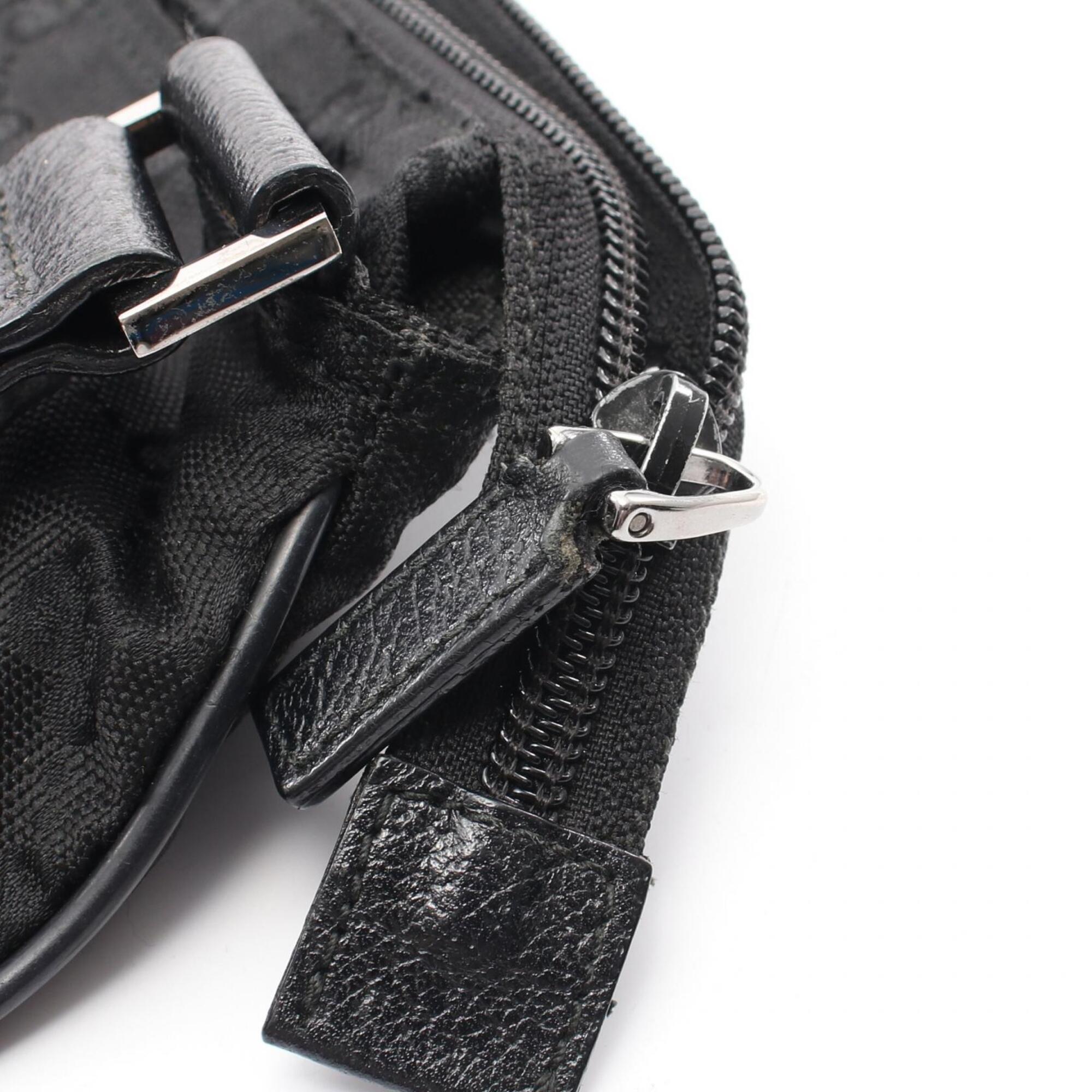 Gucci Black Canvas Leather Handbag Shoulder Bag (Pre-Owned)