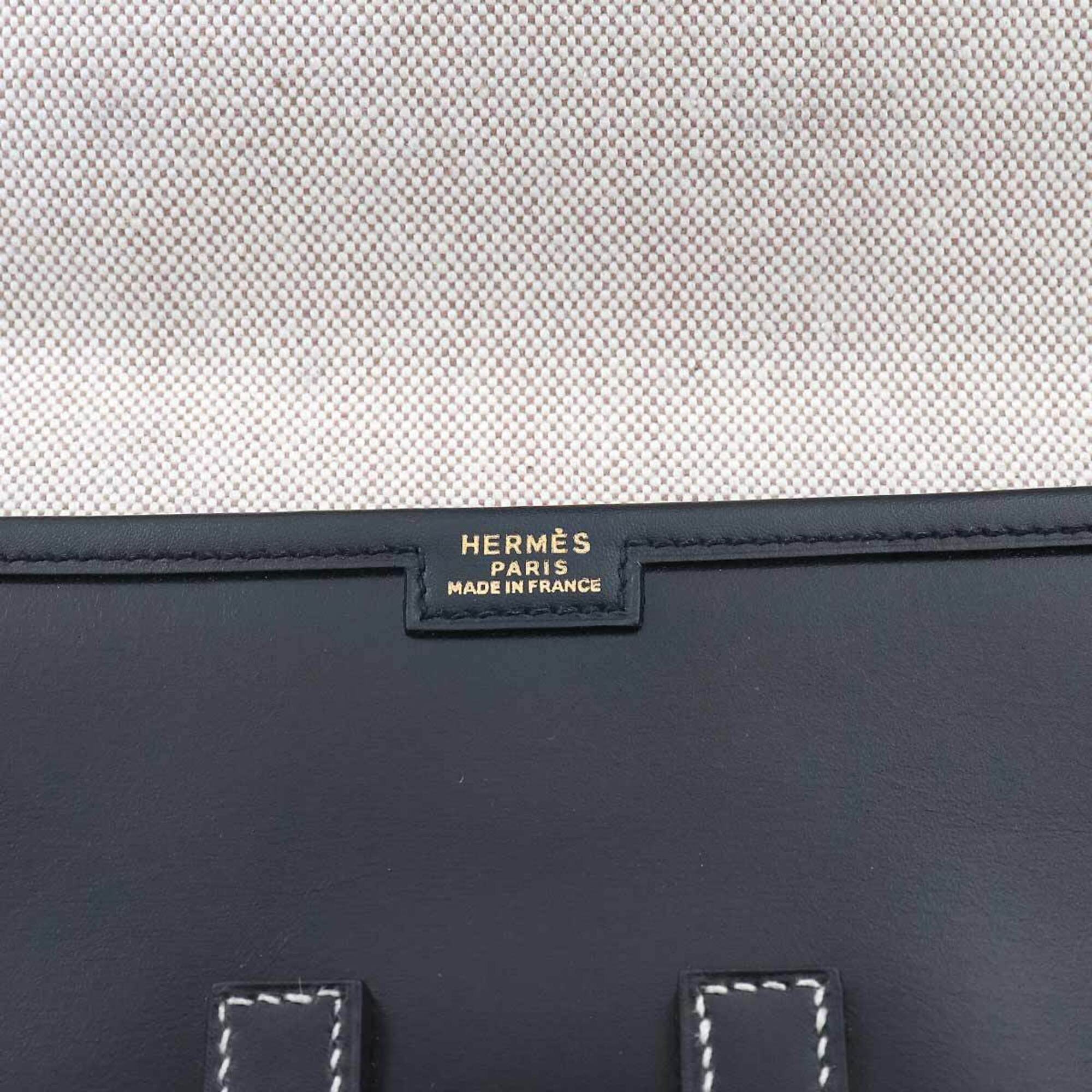 Hermes Jige Black Box Calf Leather Clutch Bag Handbag (Pre-Owned)
