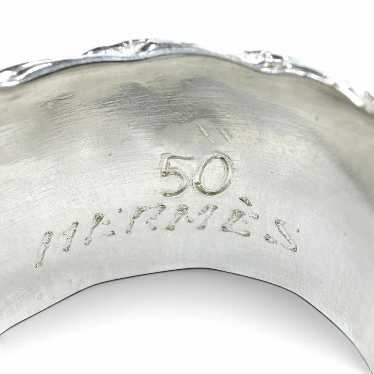 Hermes Silver Silver 925 Band Ring (Pre-Owned)