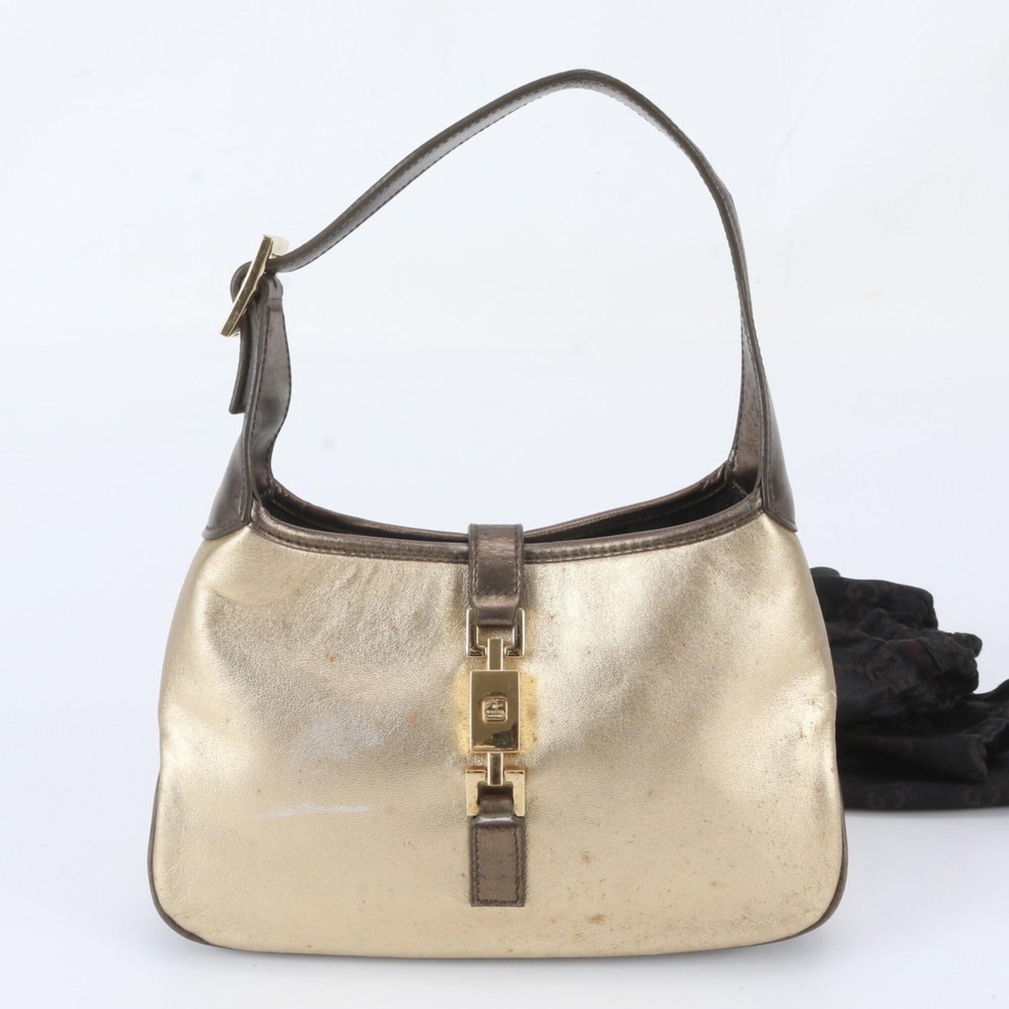Gucci Gold Leather Handbag Tote Bag (Pre-Owned)