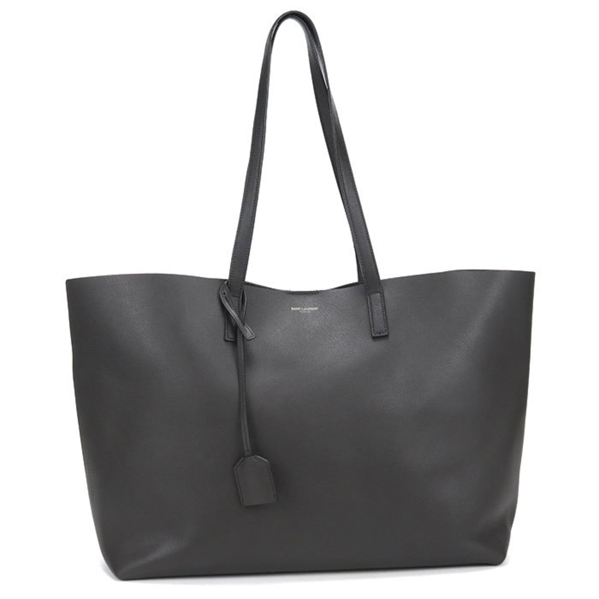 Saint Laurent Gray Leather Pouch Tote Bag (Pre-Owned)