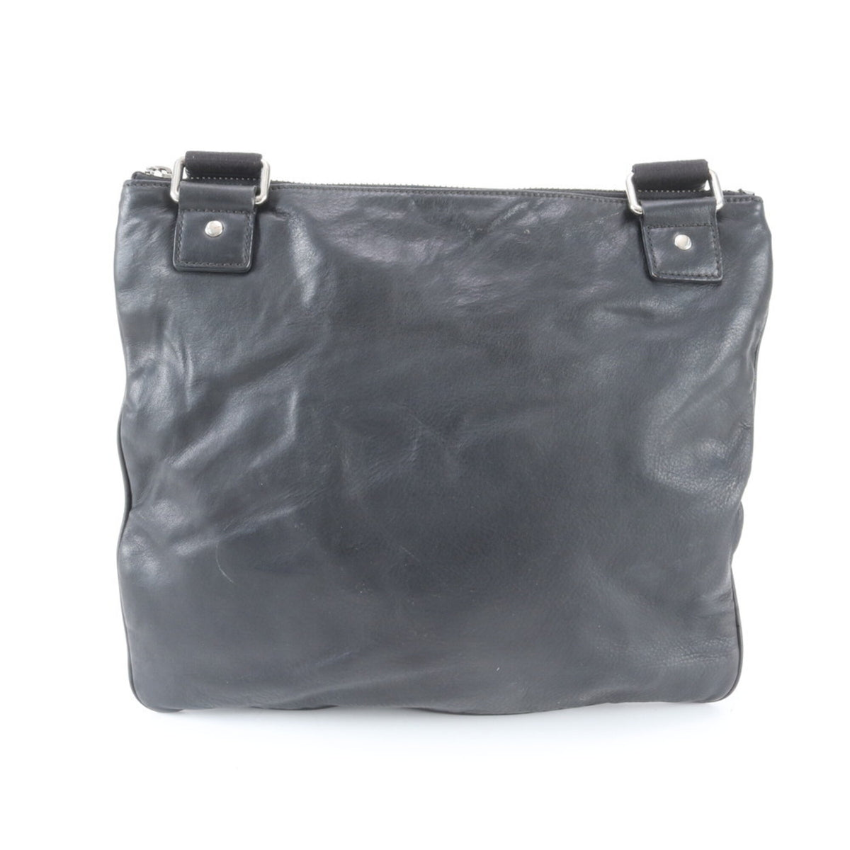 Dolce & Gabbana Black Leather Messenger Bag Shoulder Bag (Pre-Owned)