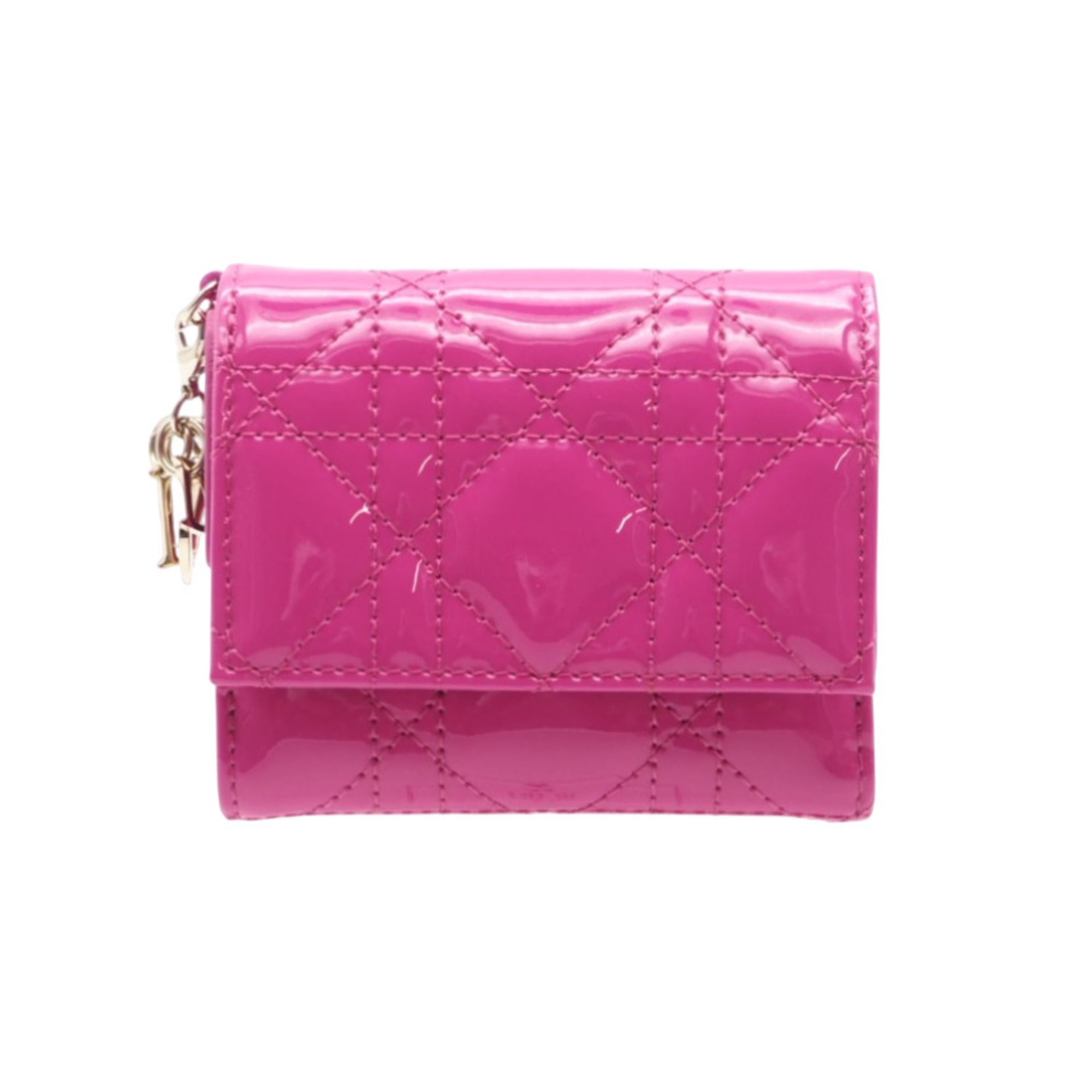 Christian Dior Pink Patent Leather Wallet (Tri-Fold) (Pre-Owned)