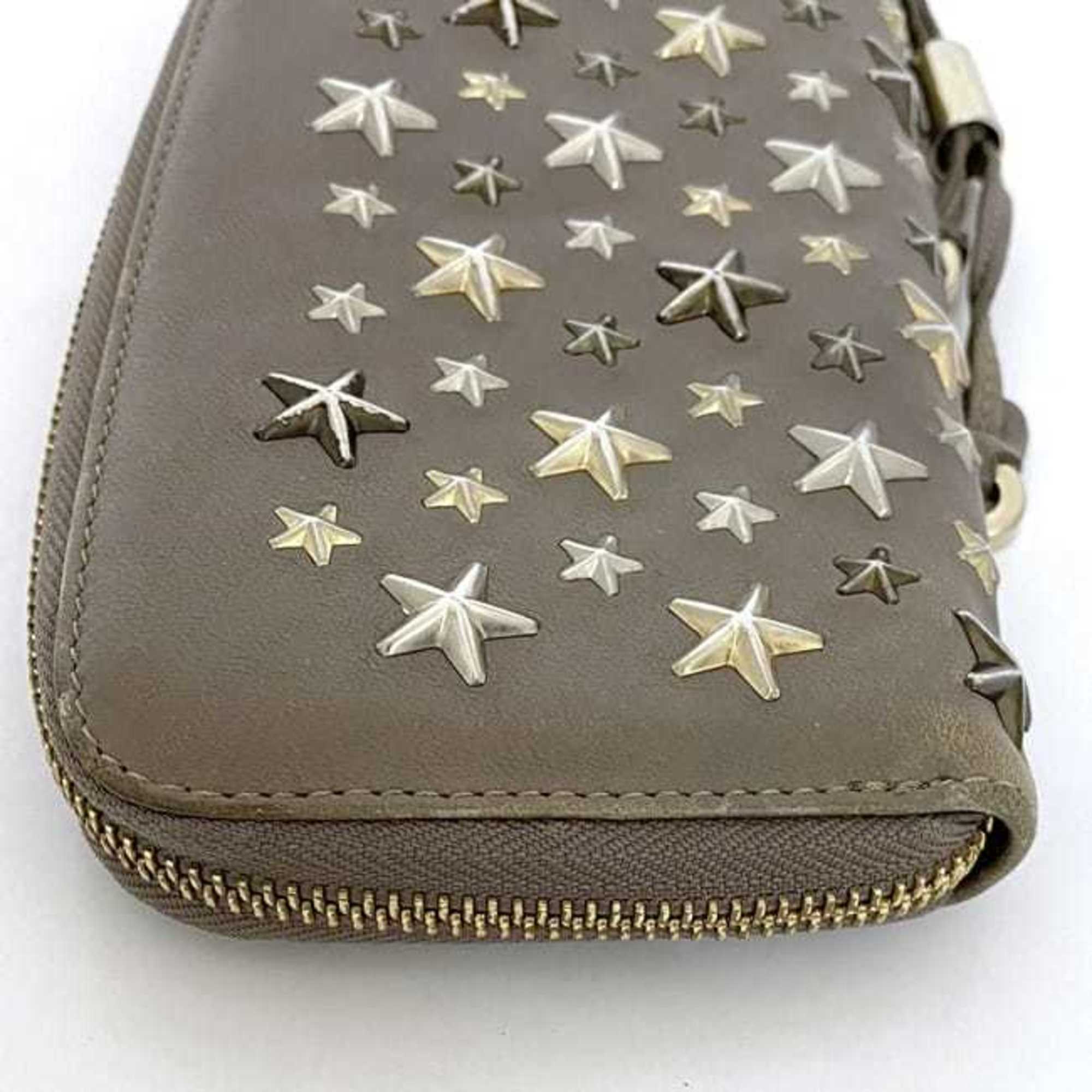 Jimmy Choo Beige Leather Long Wallet (Bi-Fold) (Pre-Owned)