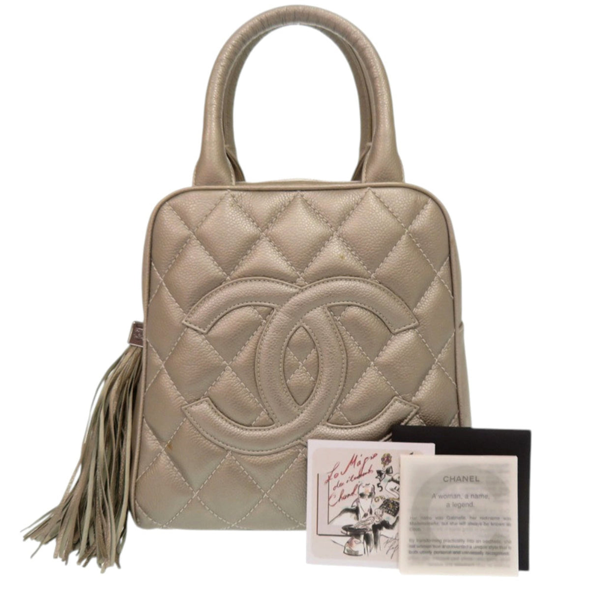 Chanel Champagne Grained Calfskin Handbag (Pre-Owned)