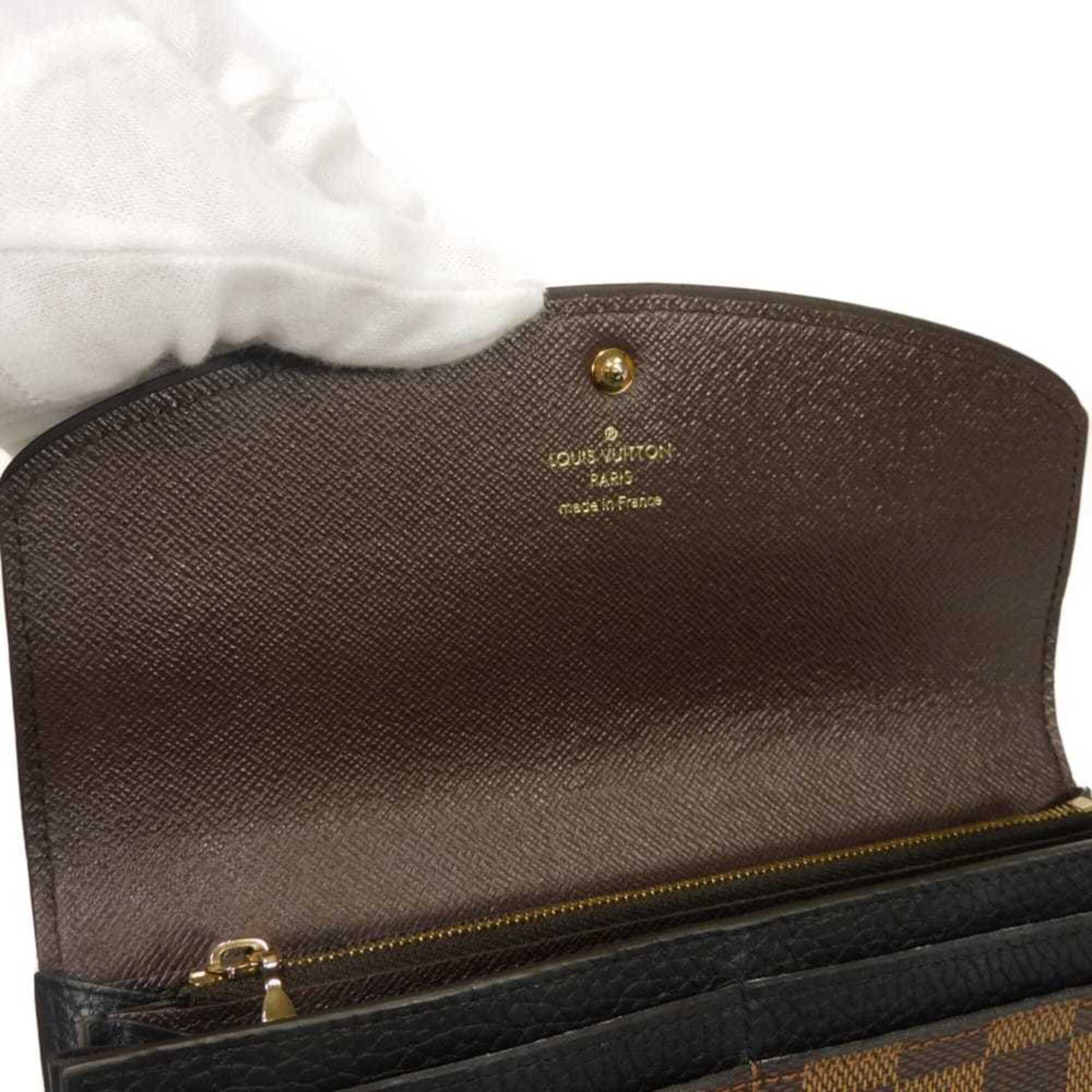 Louis Vuitton Black Brown Damier Canvas Noir Damier Canvas Leather Long Wallet (Bi-Fold) (Pre-Owned)
