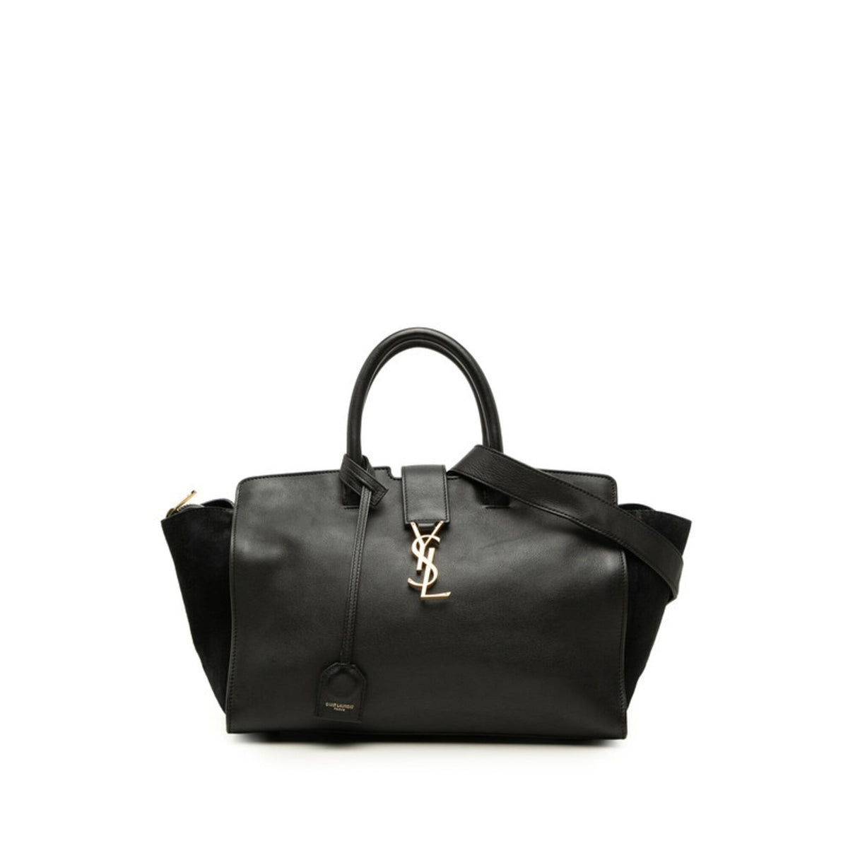 Saint Laurent Black Leather Suede Handbag Shoulder Bag (Pre-Owned)