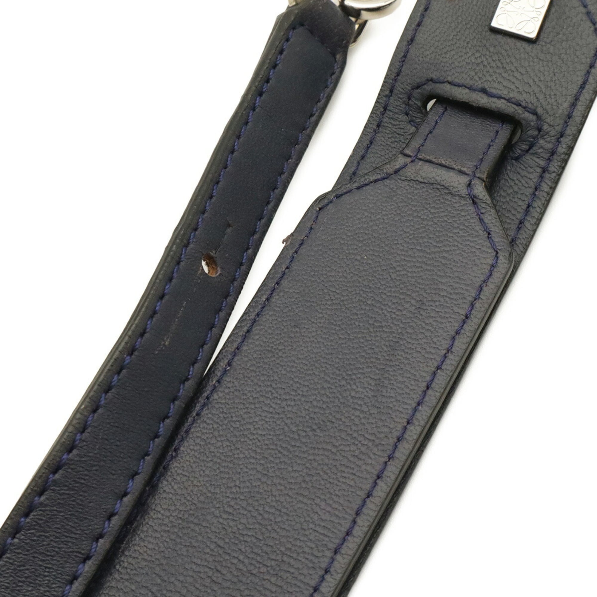 Loewe Navy Leather Handbag Shoulder Bag (Pre-Owned)