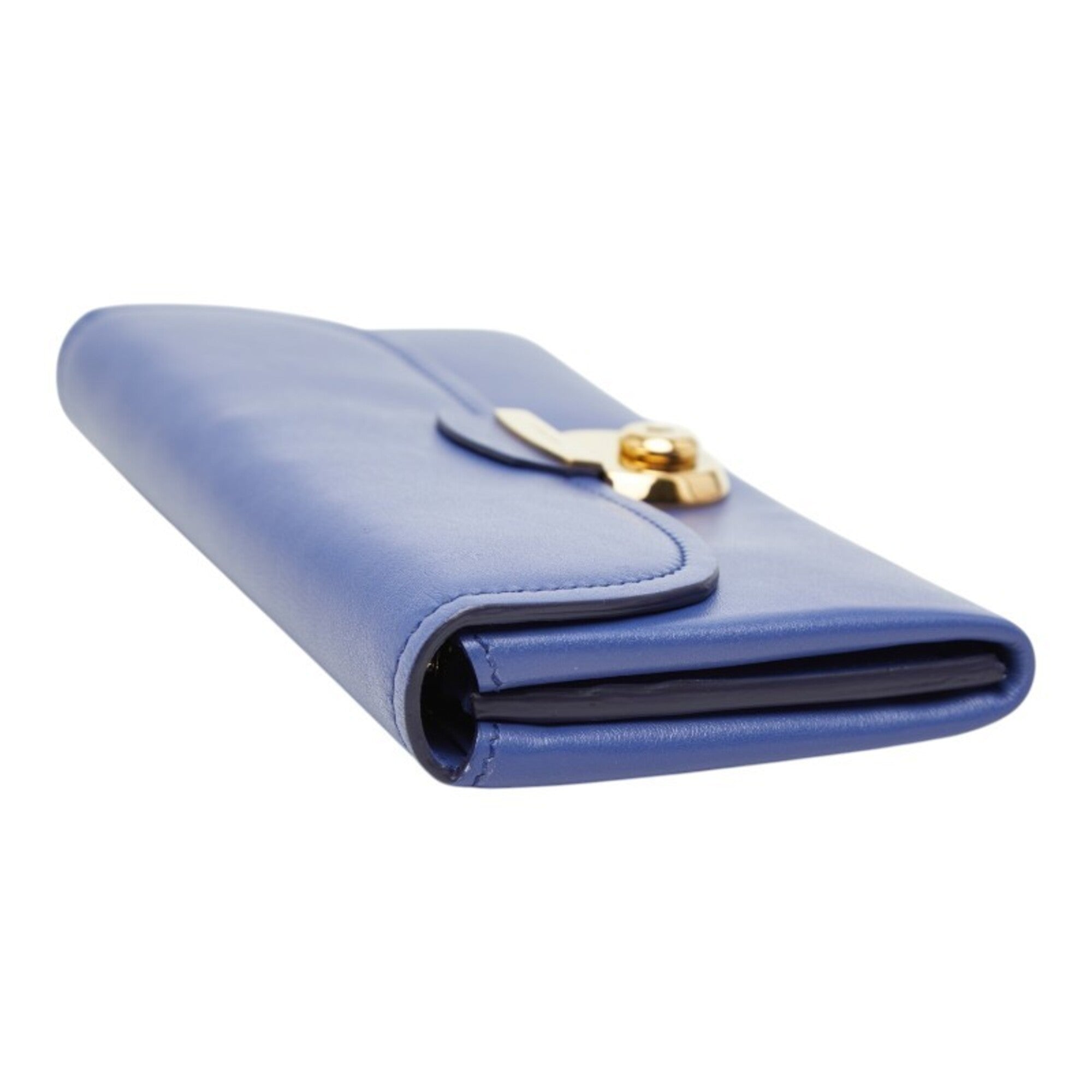 Salvatore Ferragamo Light Blue Leather Long Wallet (Bi-Fold) (Pre-Owned)