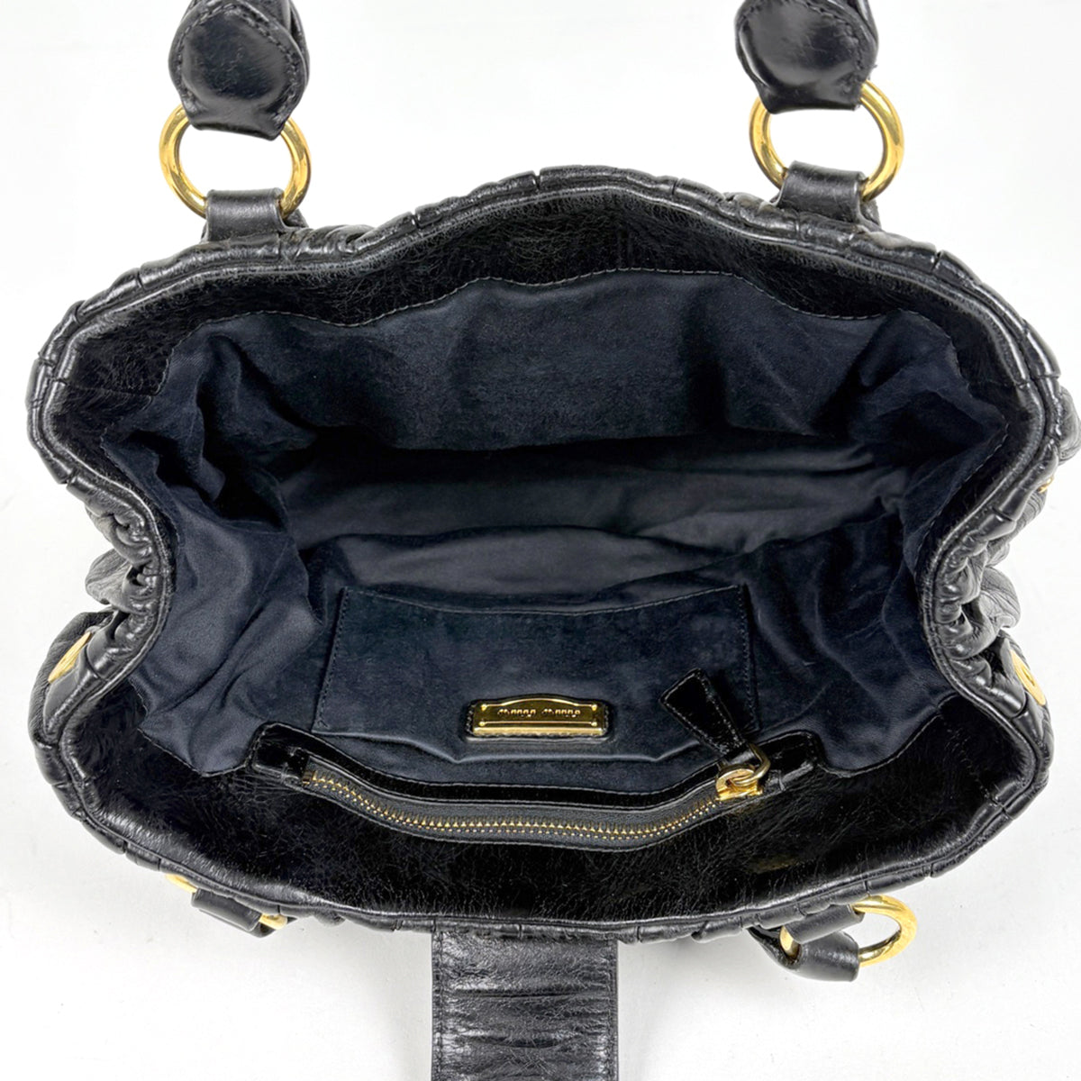 Miu Miu Matelasse Black Leather Handbag (Pre-Owned)