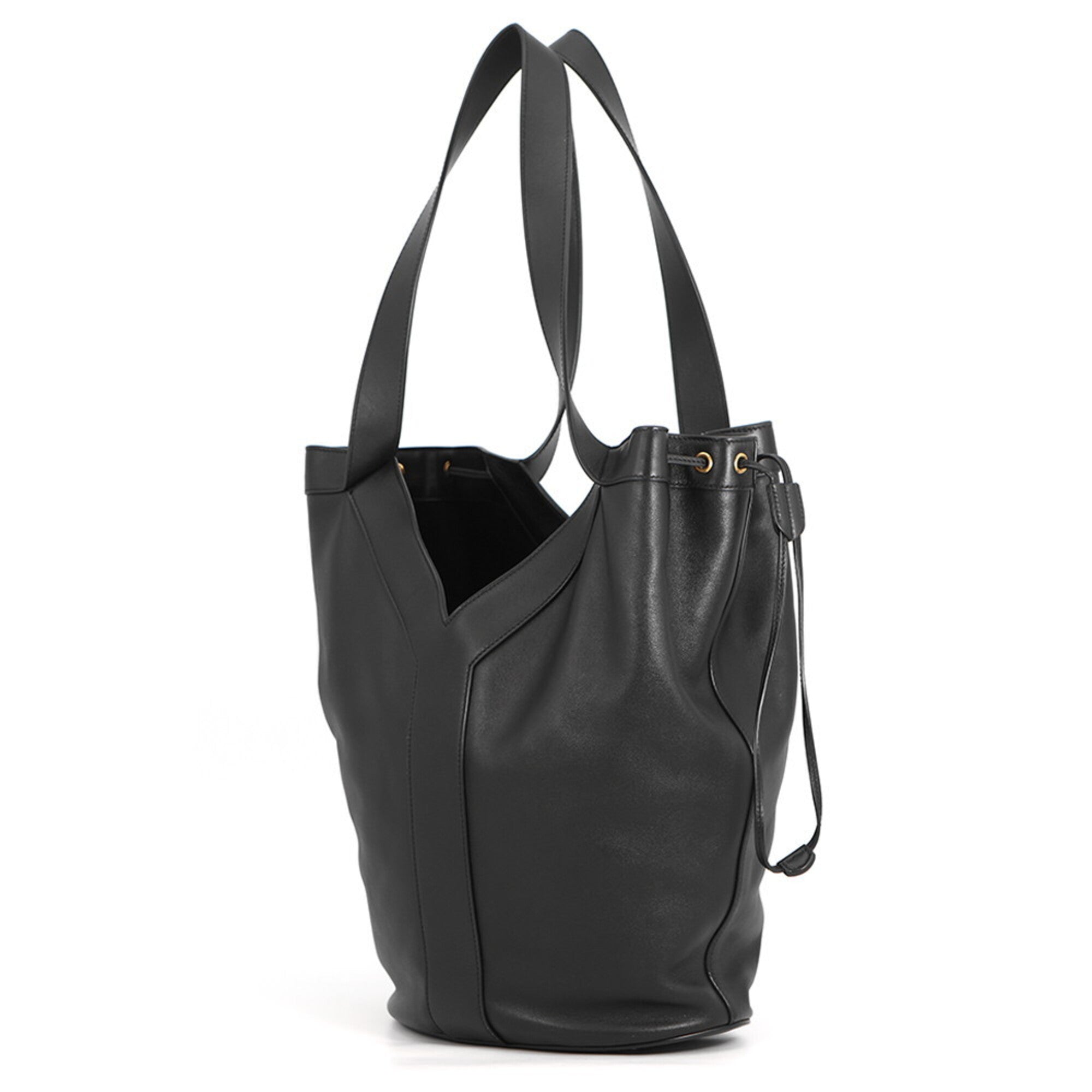 Yves Saint Laurent Black Leather Handbag Tote Bag (Pre-Owned)