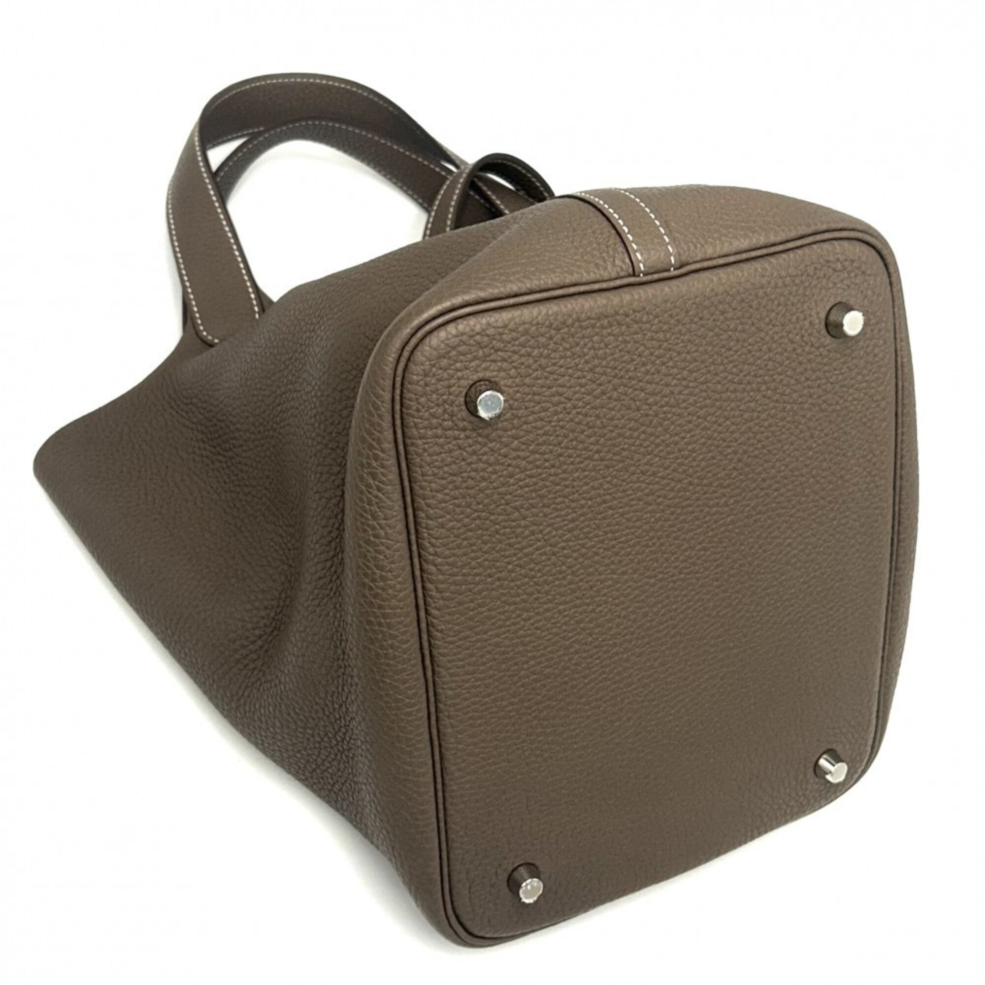 Hermes Etoupe Gray Taurillon Clemence Leather Handbag (Pre-Owned)