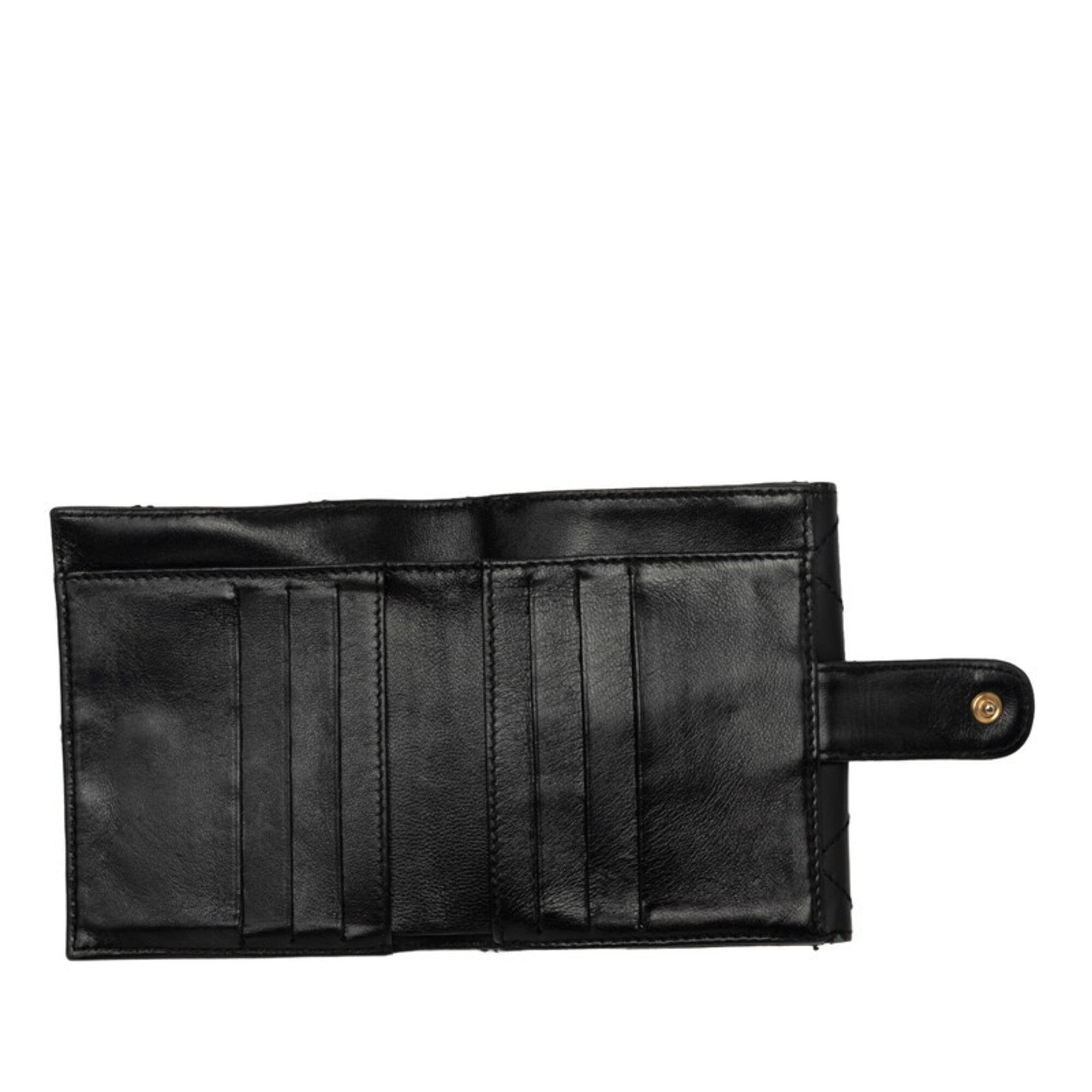 Chanel Black Leather Wallet (Bi-Fold) (Pre-Owned)