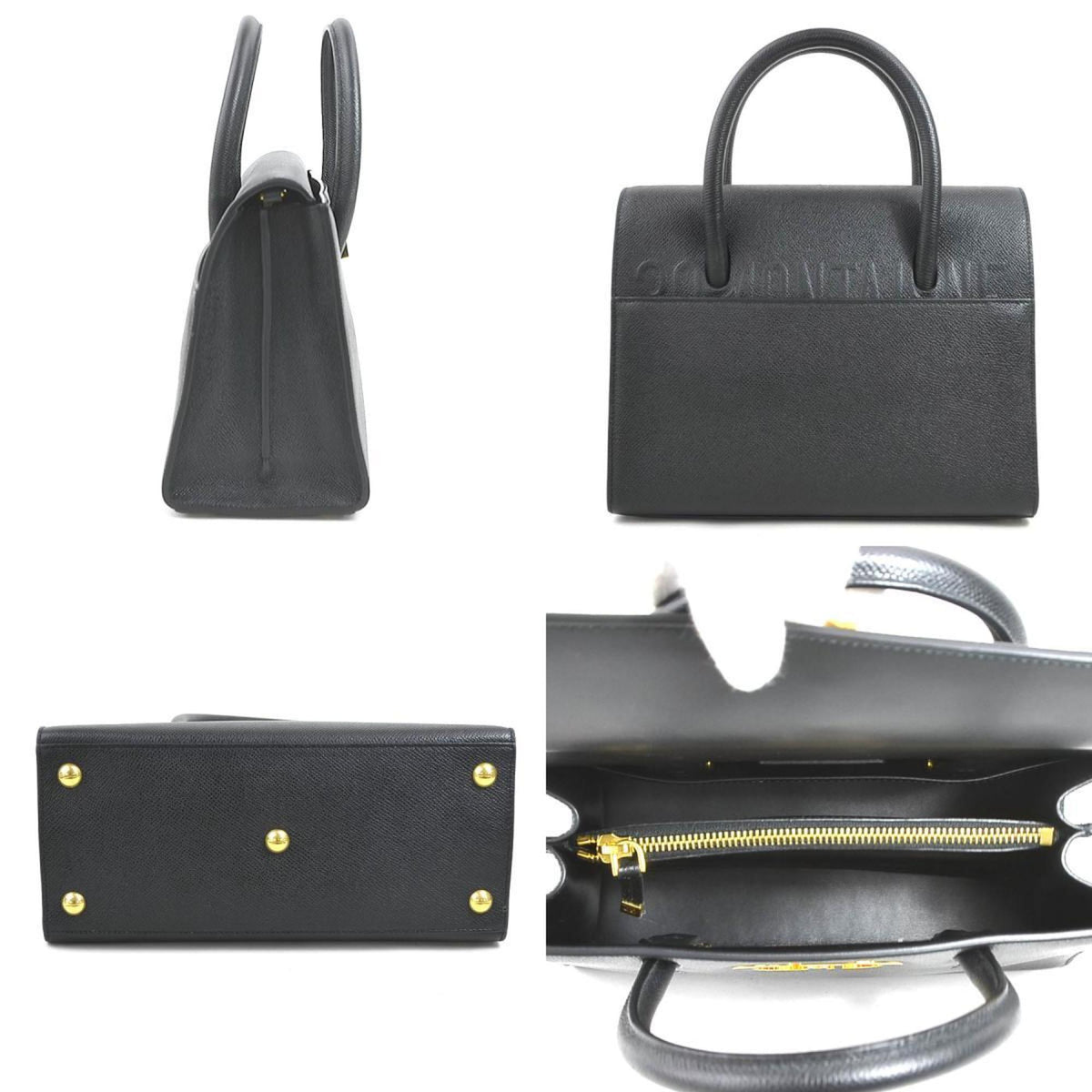 Christian Dior Black Leather Handbag Shoulder Bag (Pre-Owned)