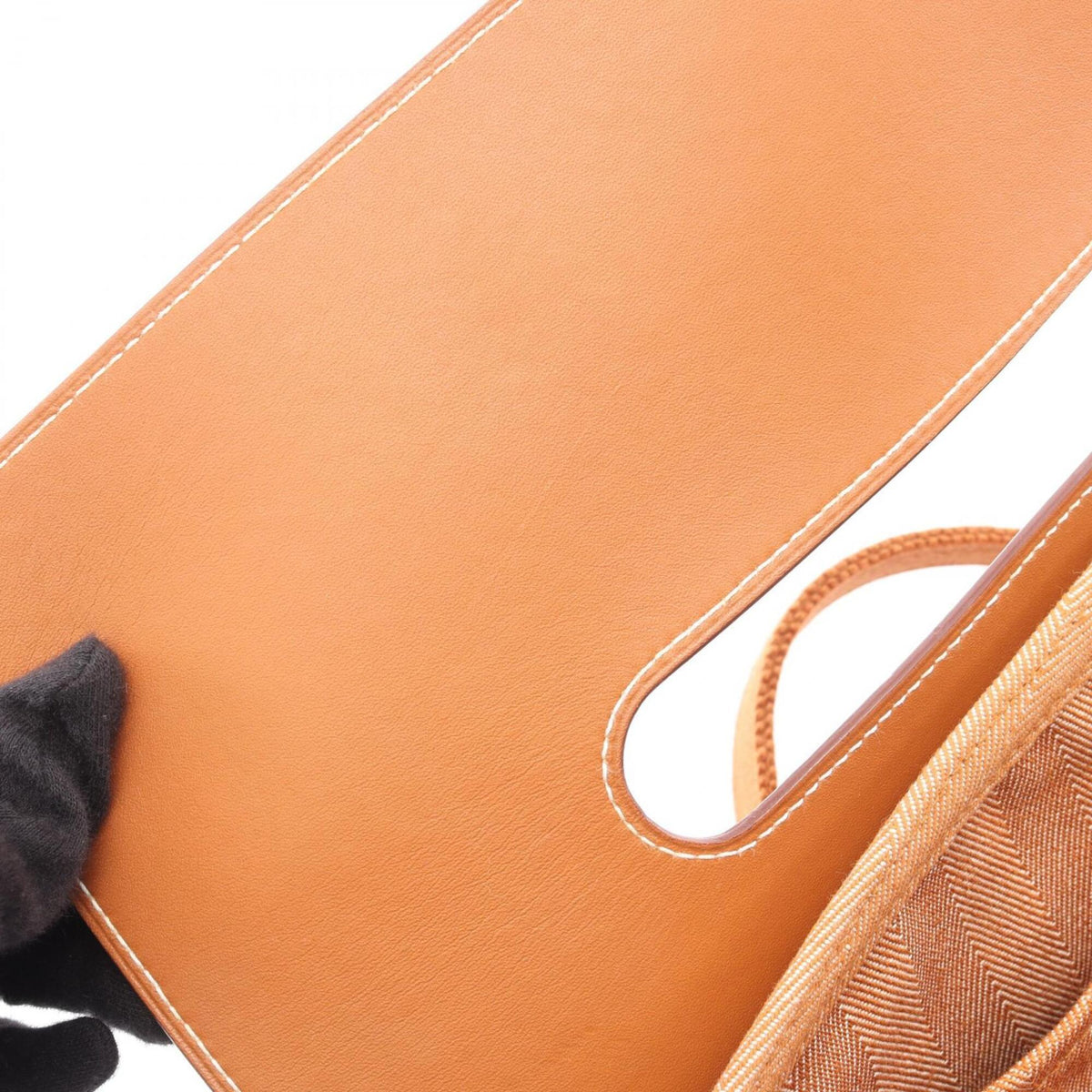 Hermes Brown Toile Chevron Swift Leather Handbag (Pre-Owned)