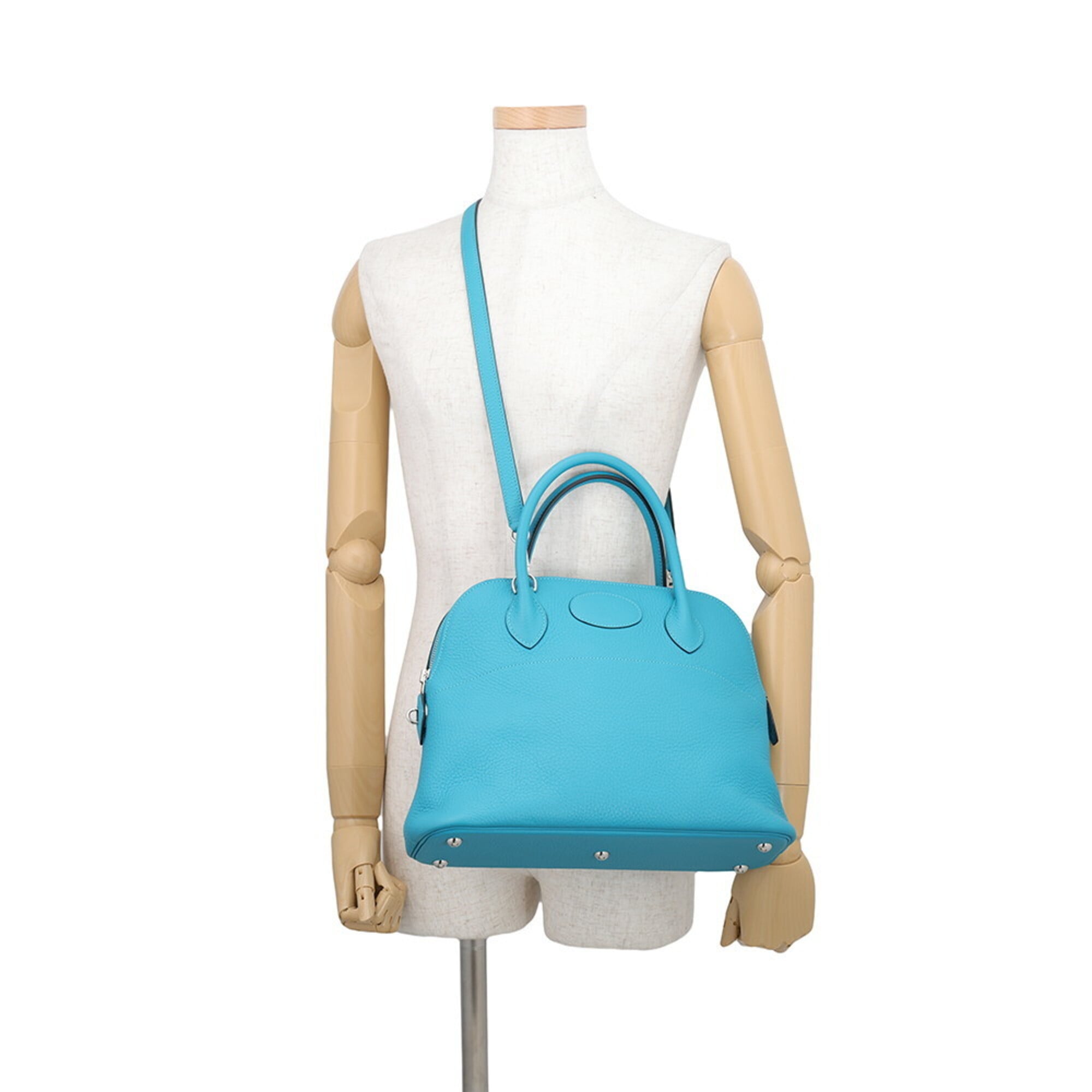 Hermes Bolide Turquoise Blue Taurillon Clemence Leather Handbag Shoulder Bag (Pre-Owned)