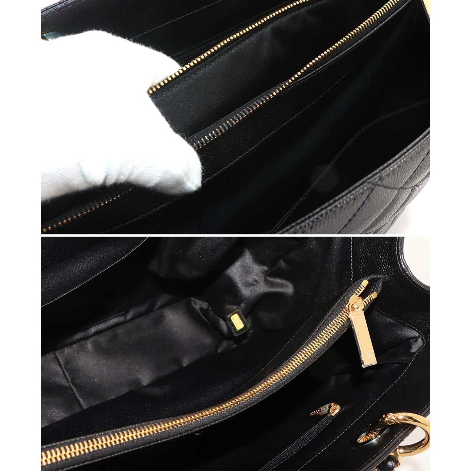 Chanel Black Grained Calfskin Handbag Tote Bag (Pre-Owned)