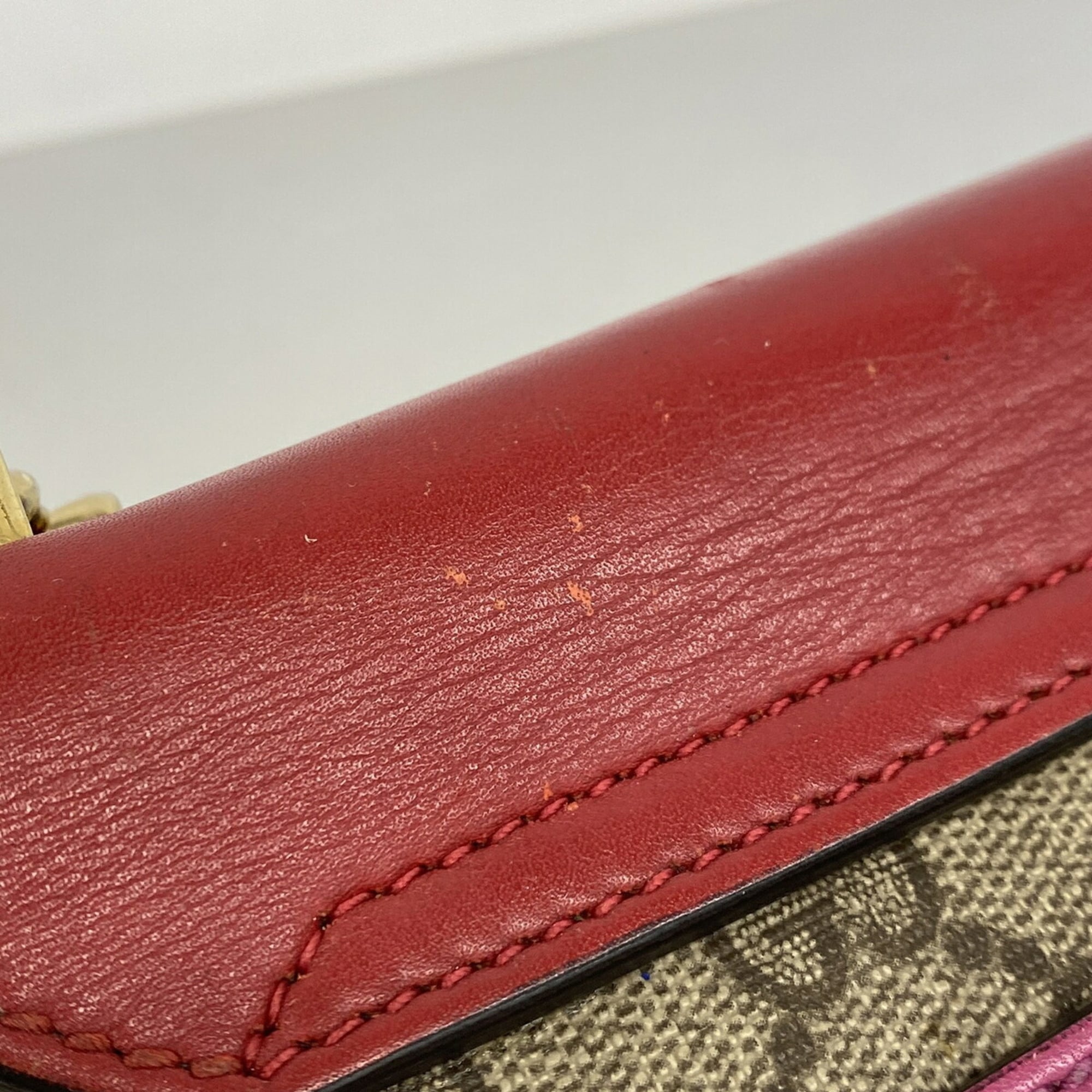 Gucci Brown Red Color Pvc Shoulder Bag (Pre-Owned)